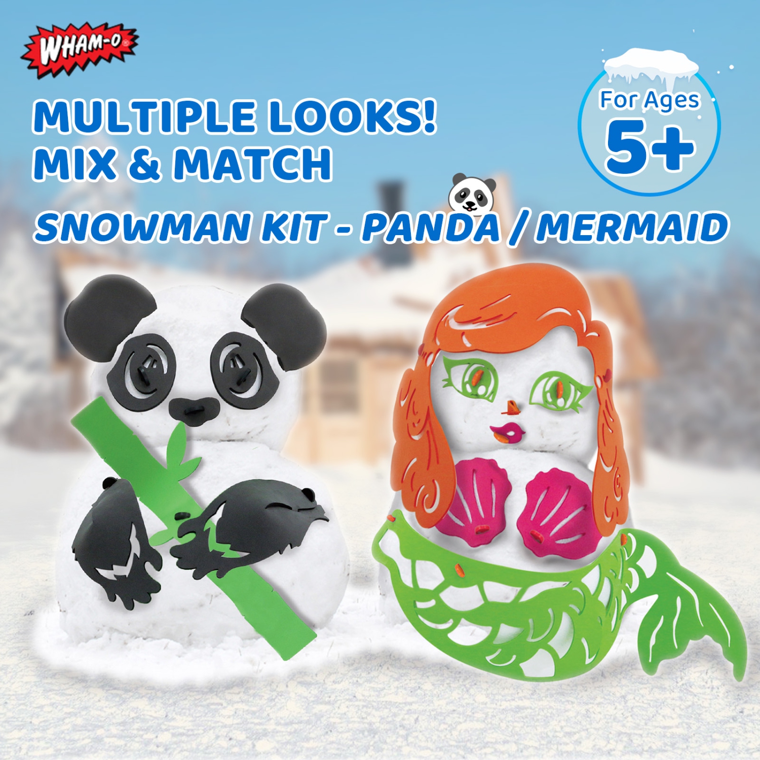Wham-O Snowman DIY Craft Kit, Creative Snowman Decorating Kit for Kids - Panda / Mermaid