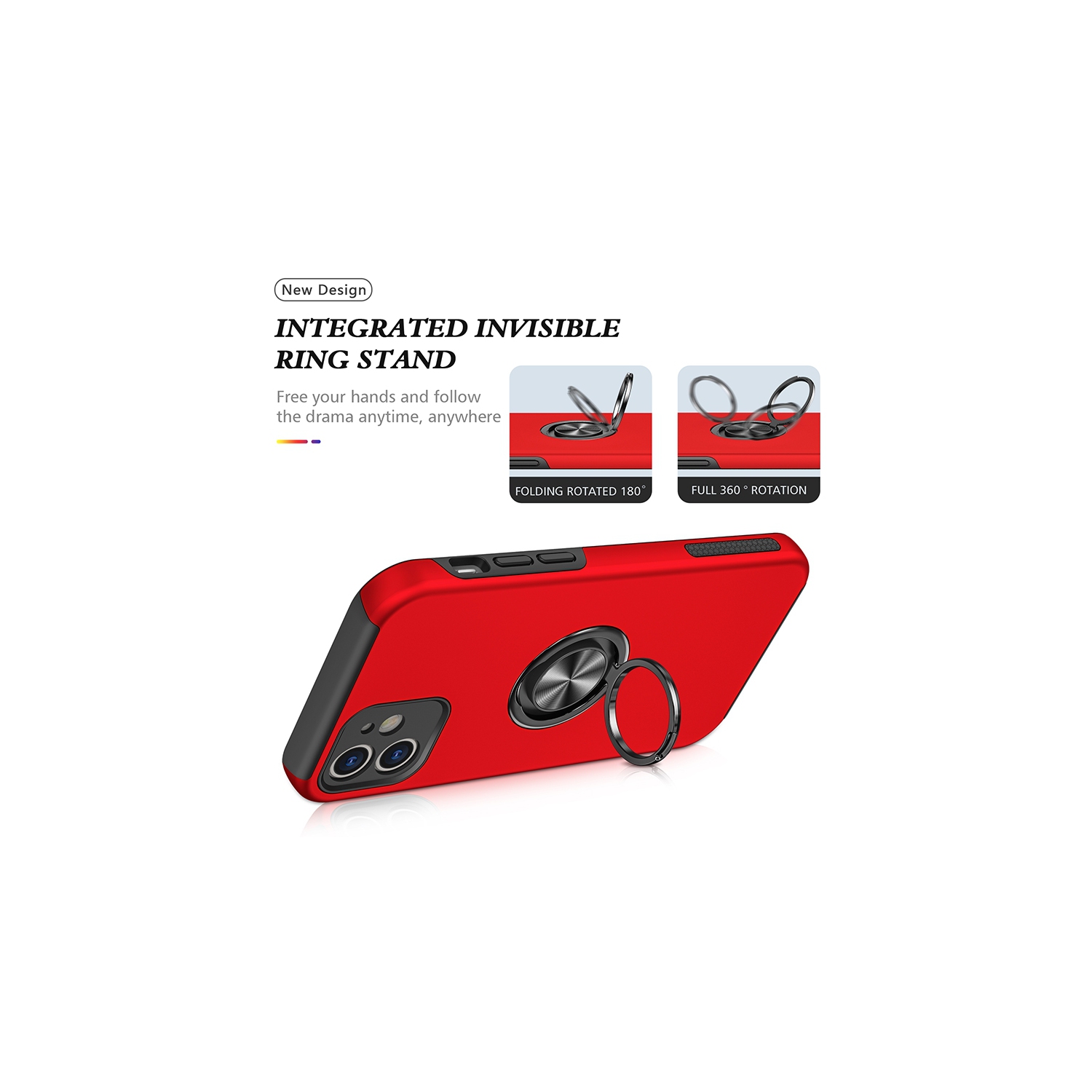 XCRS – Étui ajusté à anneau, étui rotatif Slim Armor pour iPhone 11 d'Apple