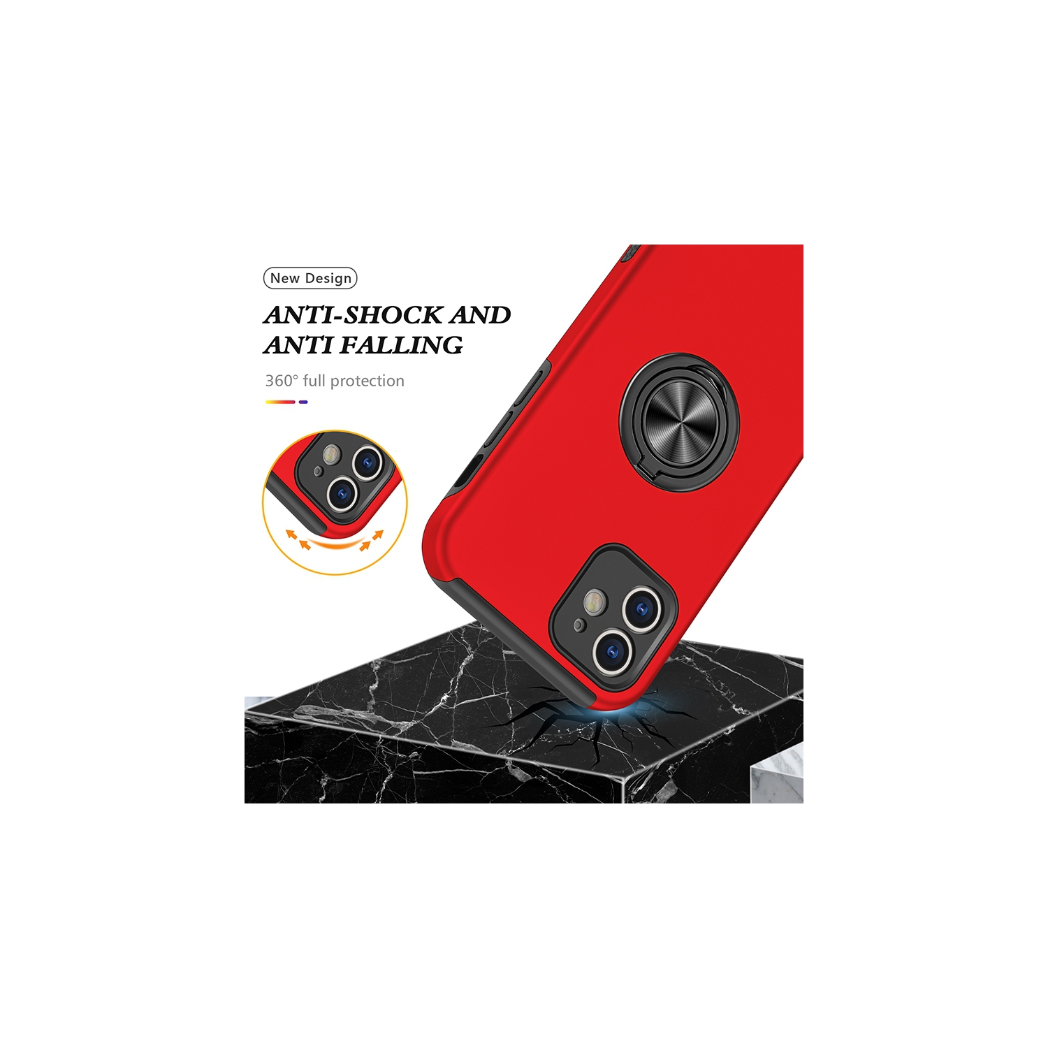 XCRS – Étui ajusté à anneau, étui rotatif Slim Armor pour iPhone 11 d'Apple