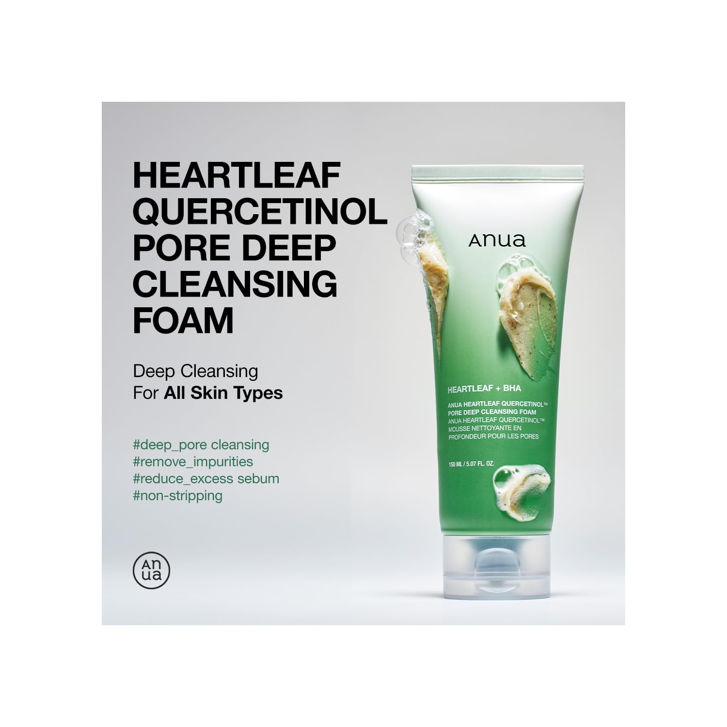 Anu – Mousse nettoyante en profondeur pour pores de cercetinol Heartleaf, soin de la peau coréen paq./2