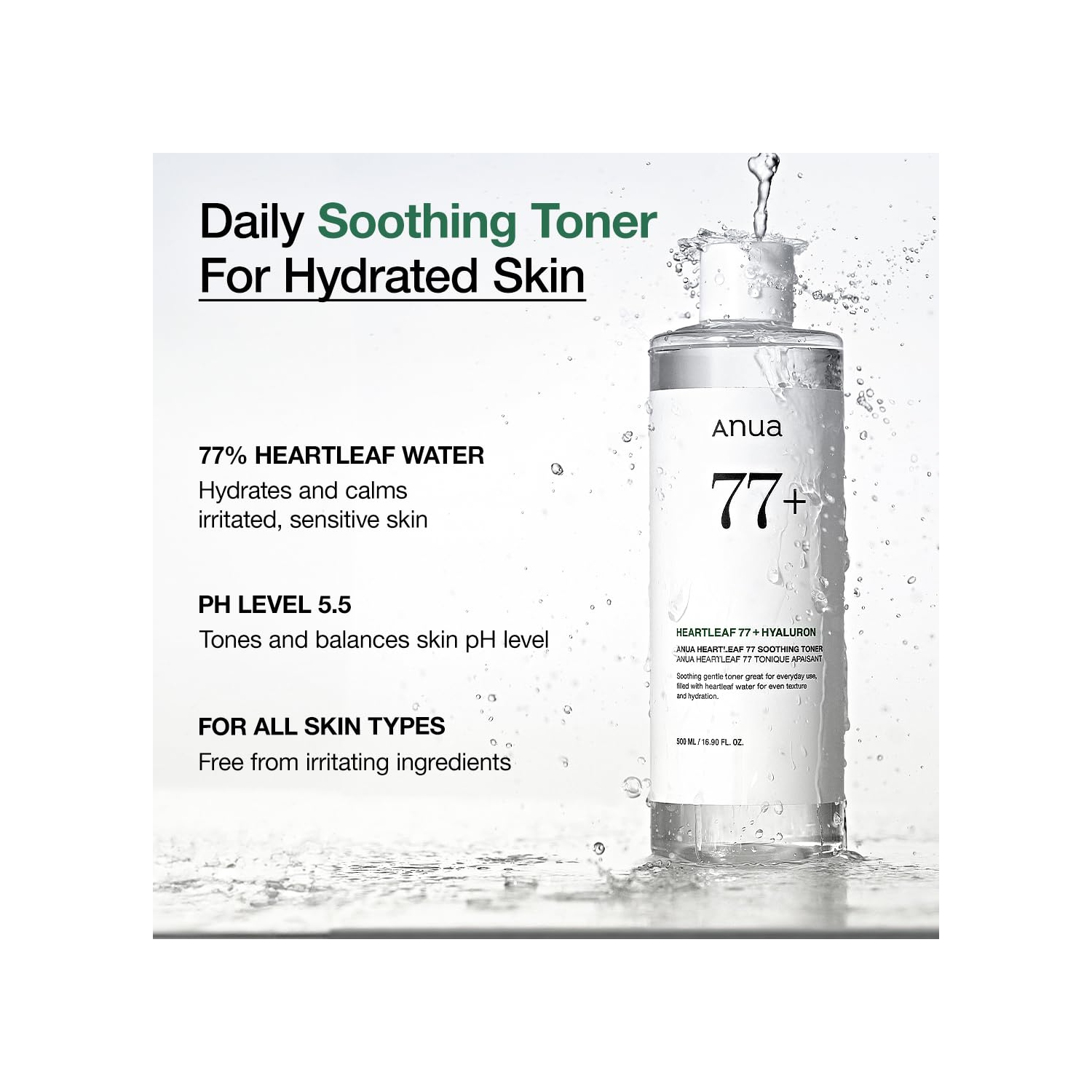 Anua Heartleaf 77 Soothing Toner I pH 5.5, Cruelty Free & Vegan