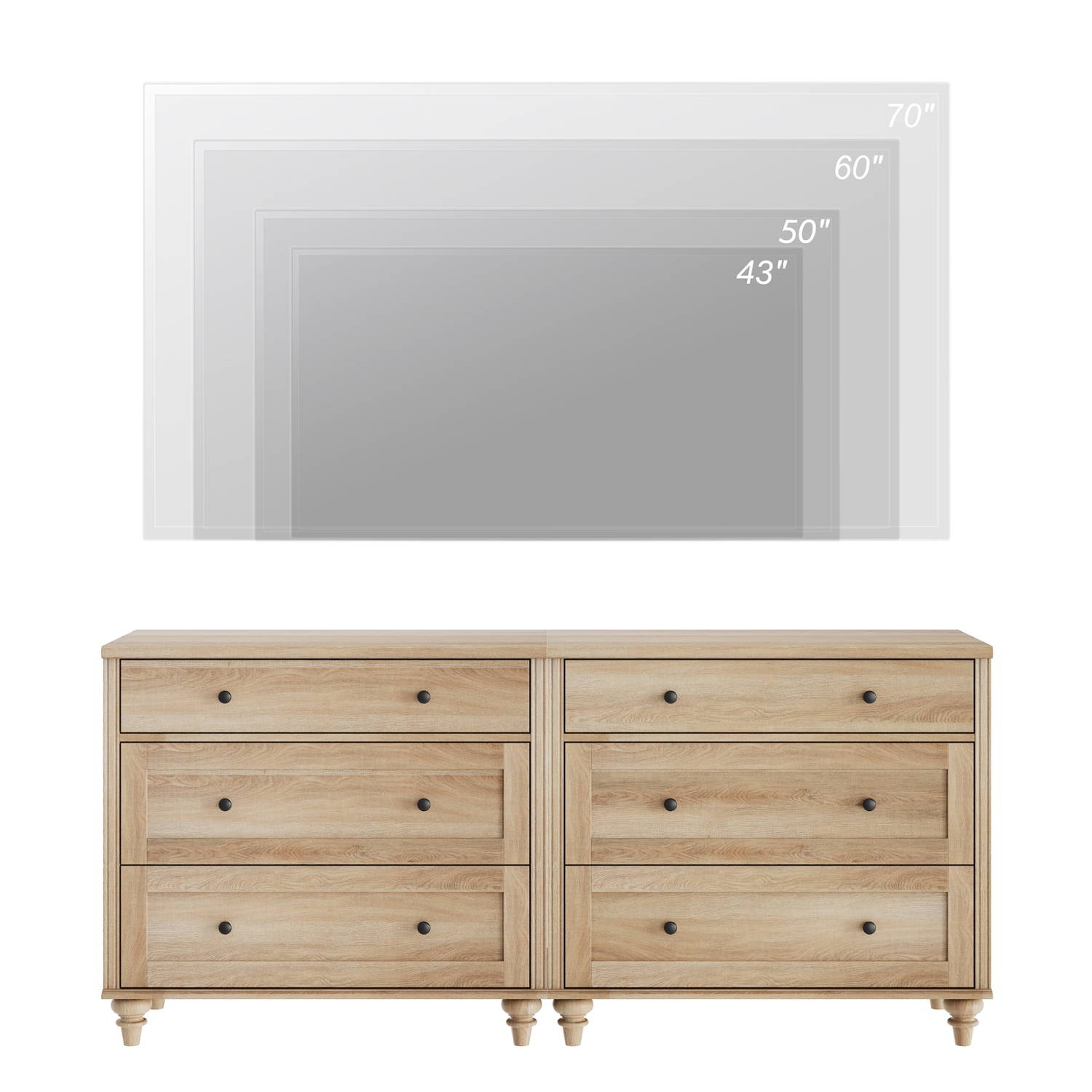 Commode moderne WAMPAT avec 6 tiroirs, commodes pour enfants avec grand coffre de tiroir, range-tout en bois de chêne pour la chambre à coucher,