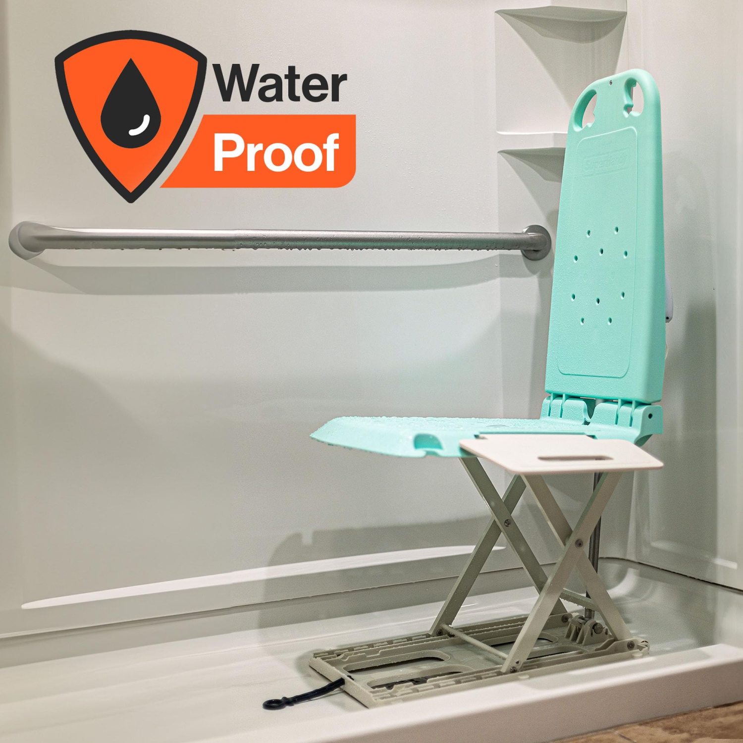 SuperHandy Portable Floor Lift & Bath Lift - Lightweight & Foldable, 330 LBS Weight Capacity, Waterproof Design, Ergonomic Seat with Removable Side