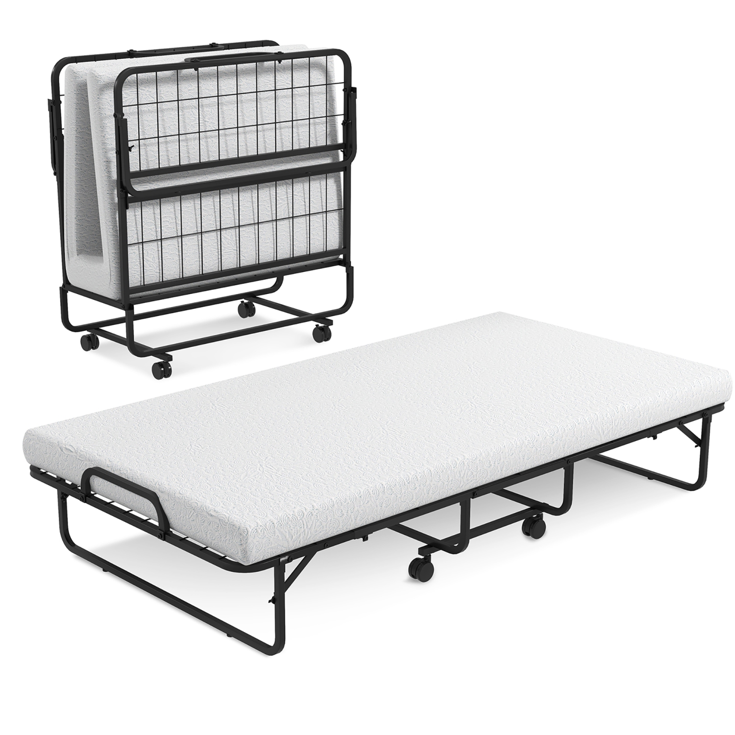 Costway 75" x 38" Folding Bed with Memory Foam Mattress Metal Frame