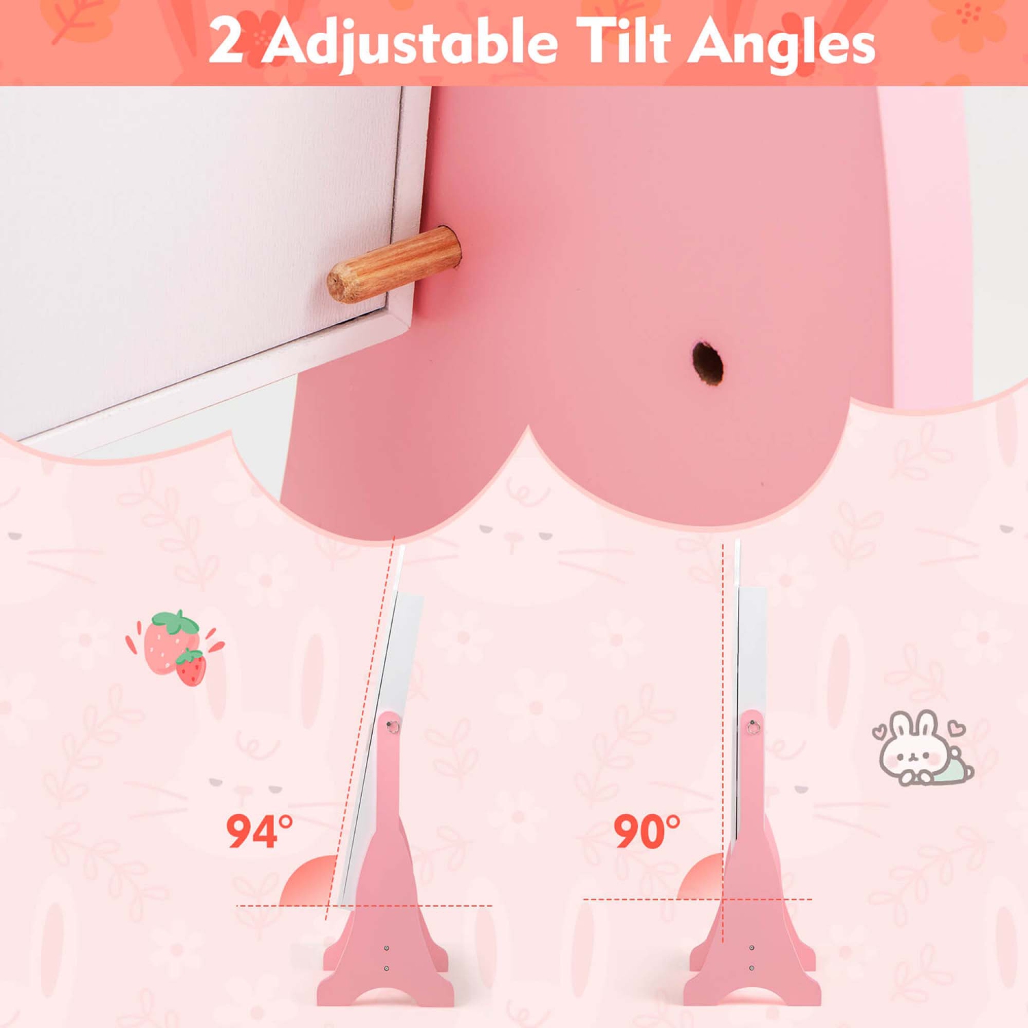 Costway Kids Jewelry Cabinet Standing Children Jewelry Organizer with Full-Length Mirror