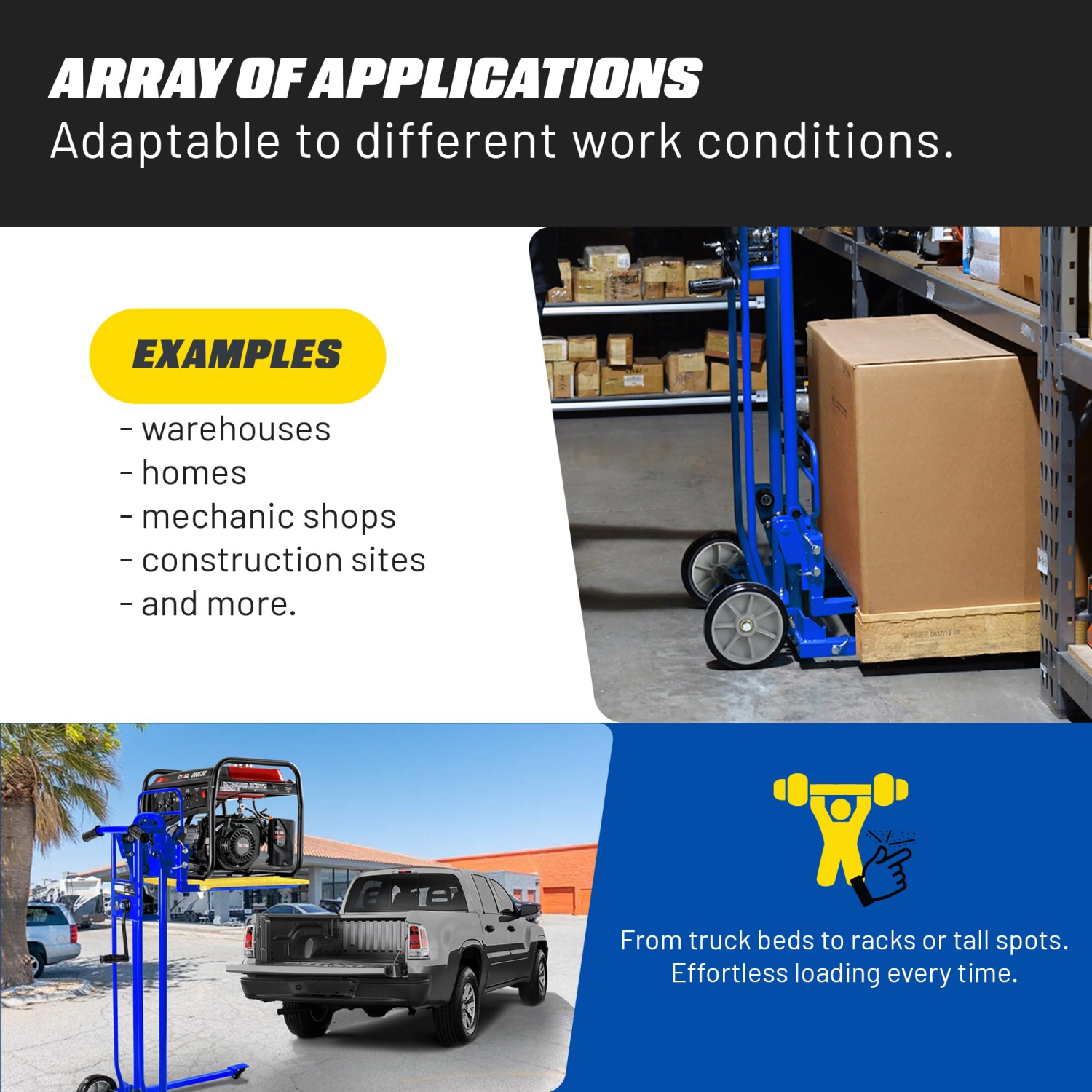 Goodyear Material Lift – empileur à treuil, chariot à palettes, levage maximal de 330 lb, 40 po, roues de 8 po, roulettes pivotantes