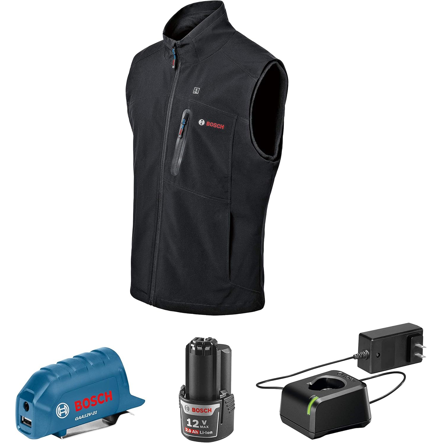Bosch GHV12V-20XLN12 12V Max Heated Vest Kit with Portable Power Adapter - Size XLarge