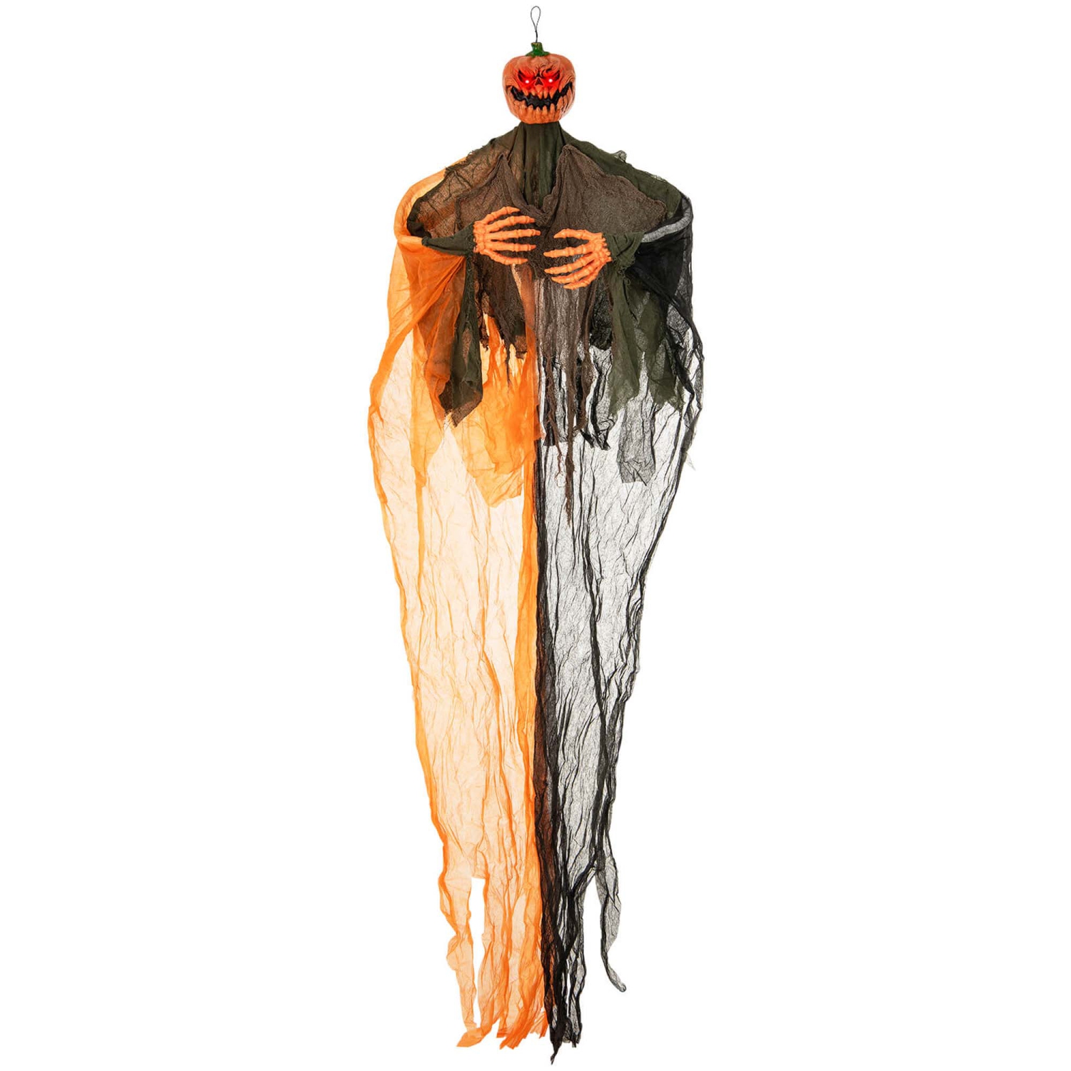 Costway 6 FT Light-up Hanging Pumpkin Ghost with Red Glowing Eyes & Bendable Arms