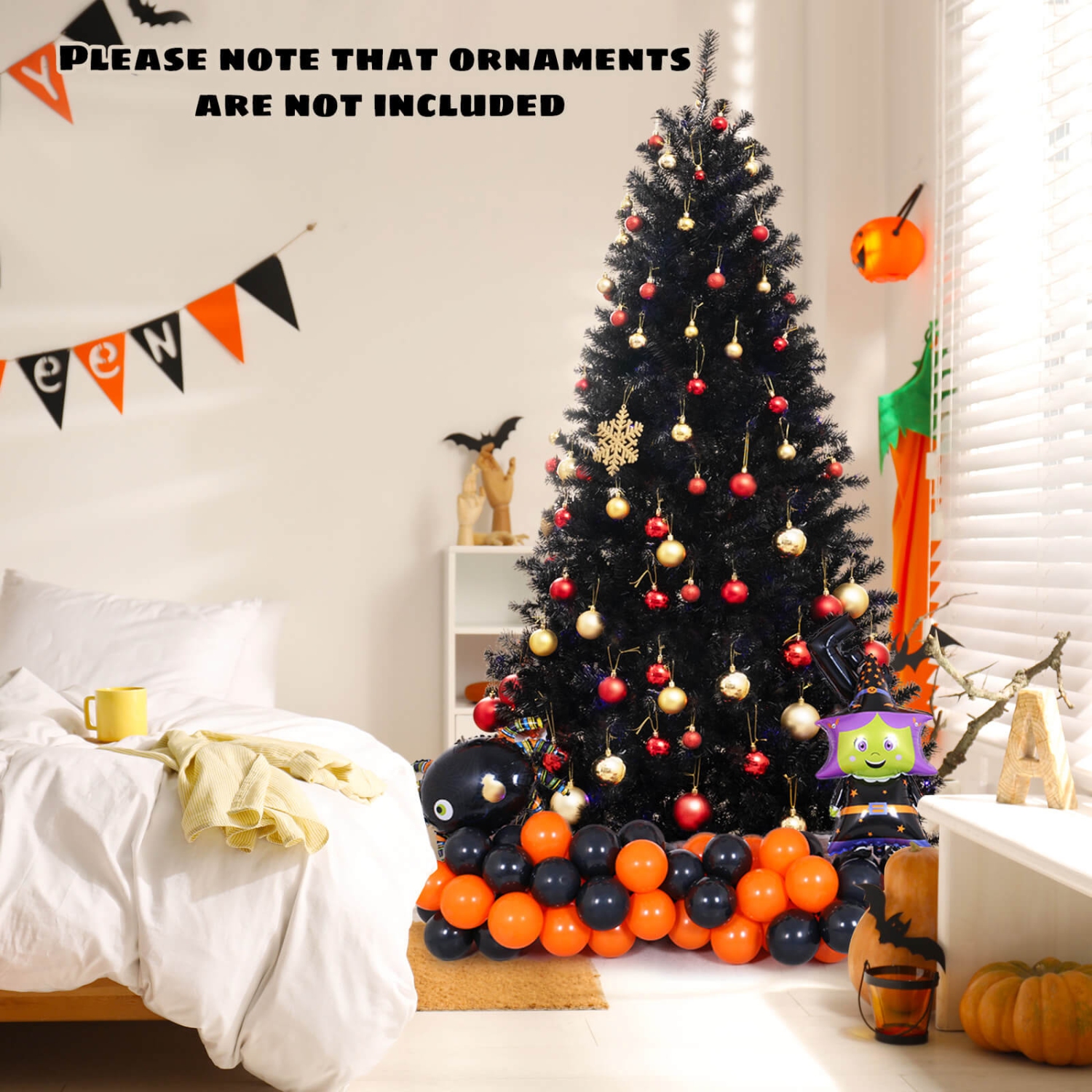 Costway 7 FT Halloween Tree Artificial Decoration Tree with 1040 Branch Tips 6 Lighting Modes