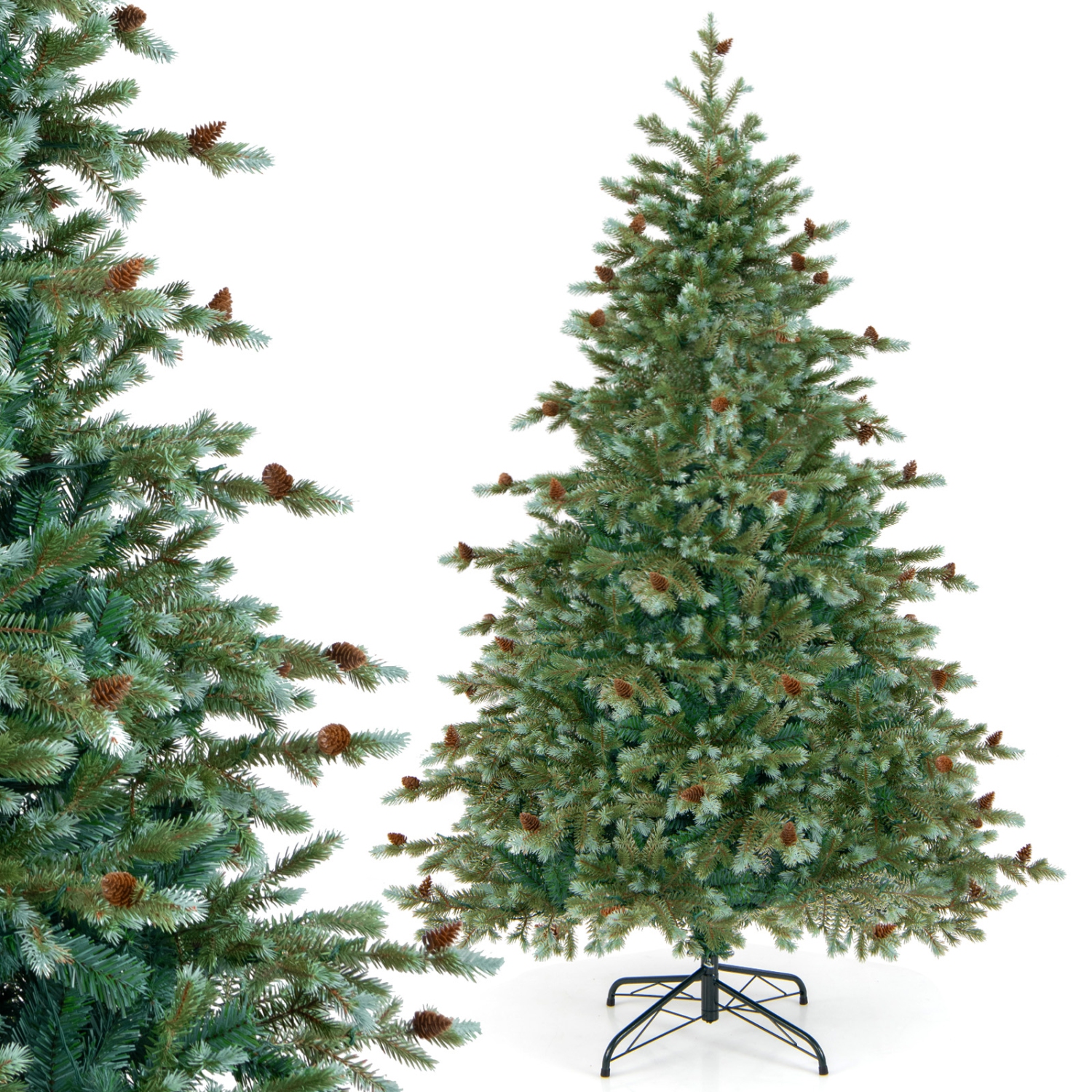 Costway 6 FT Artificial Christmas Tree with 590 Branch Tips 240 Warm White LED Lights