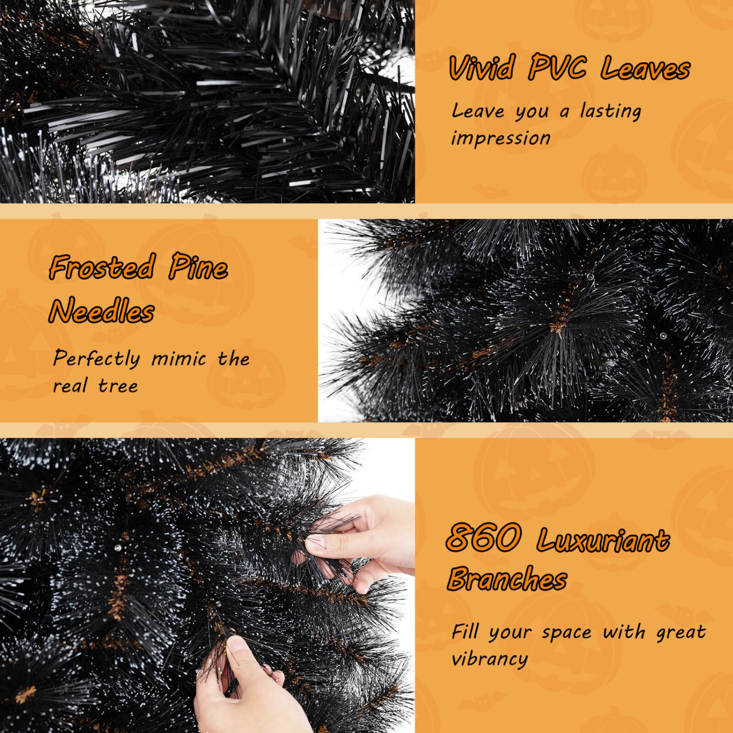 Costway 8 FT Halloween Tree with 860 Branch Tips Frosted Pine Needles 450 White LED Lights