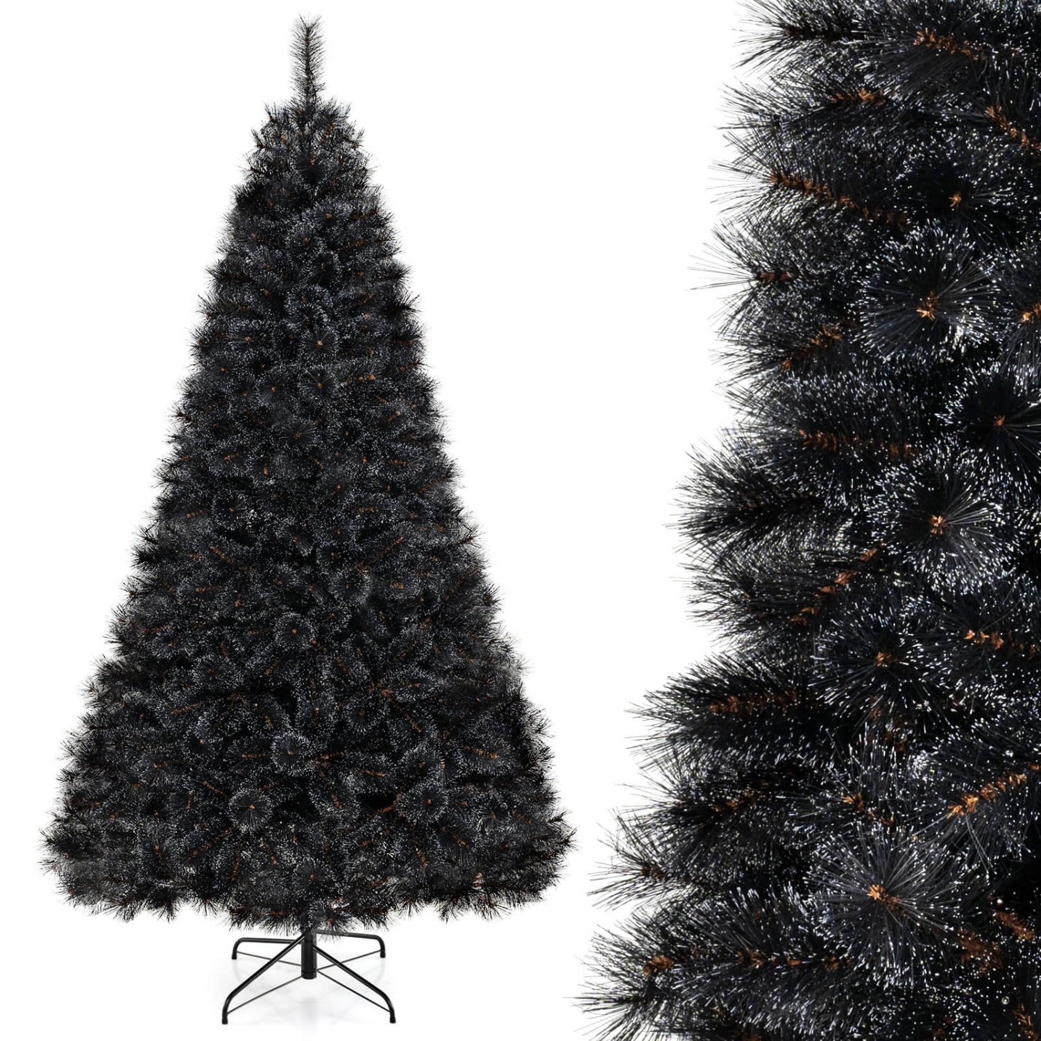 Costway 8 FT Halloween Tree with 860 Branch Tips Frosted Pine Needles 450 White LED Lights