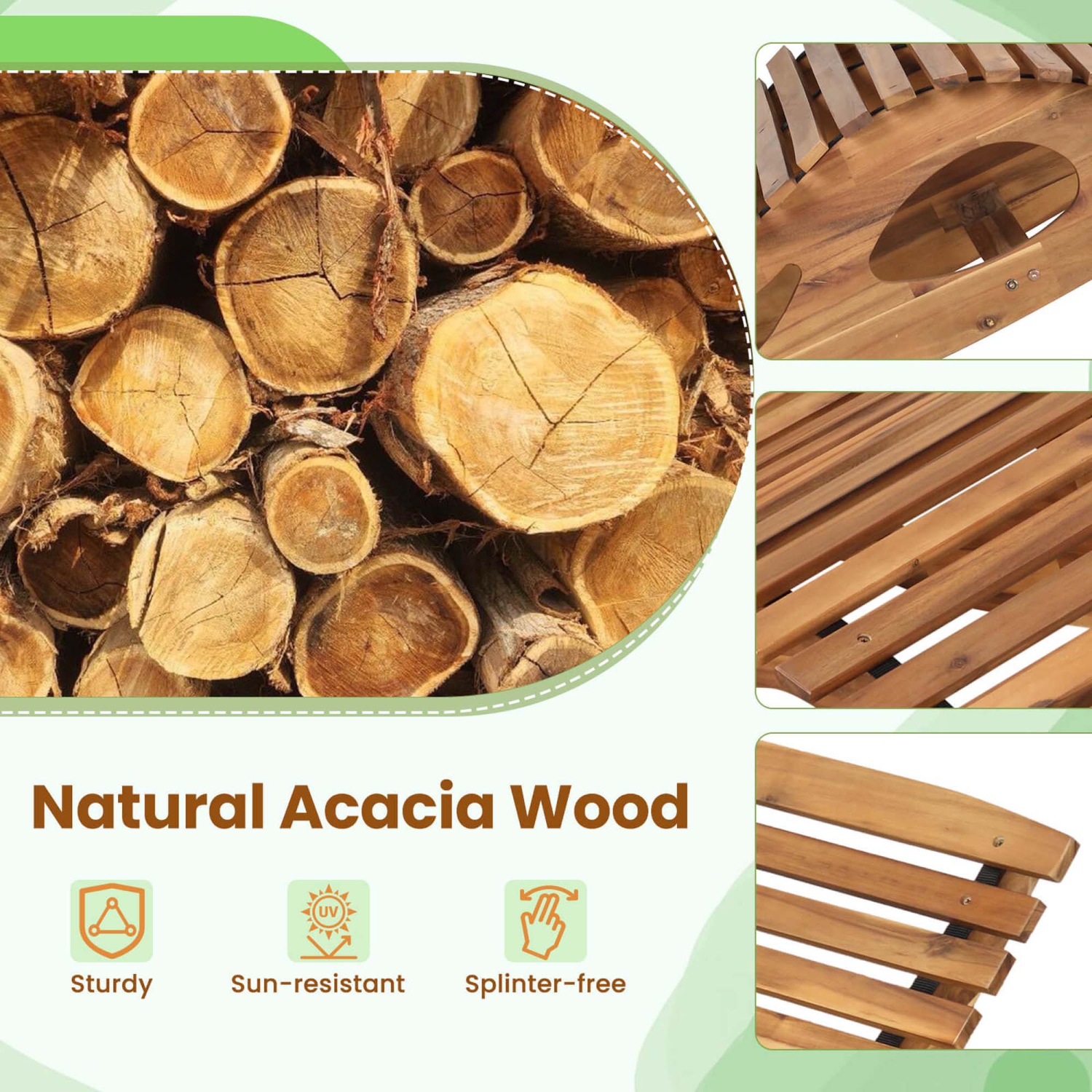 Chaise longue d'extérieur double de Costway pour 2&nbsp;personnes avec butoir de siège à dossier haut en lattes pour patio