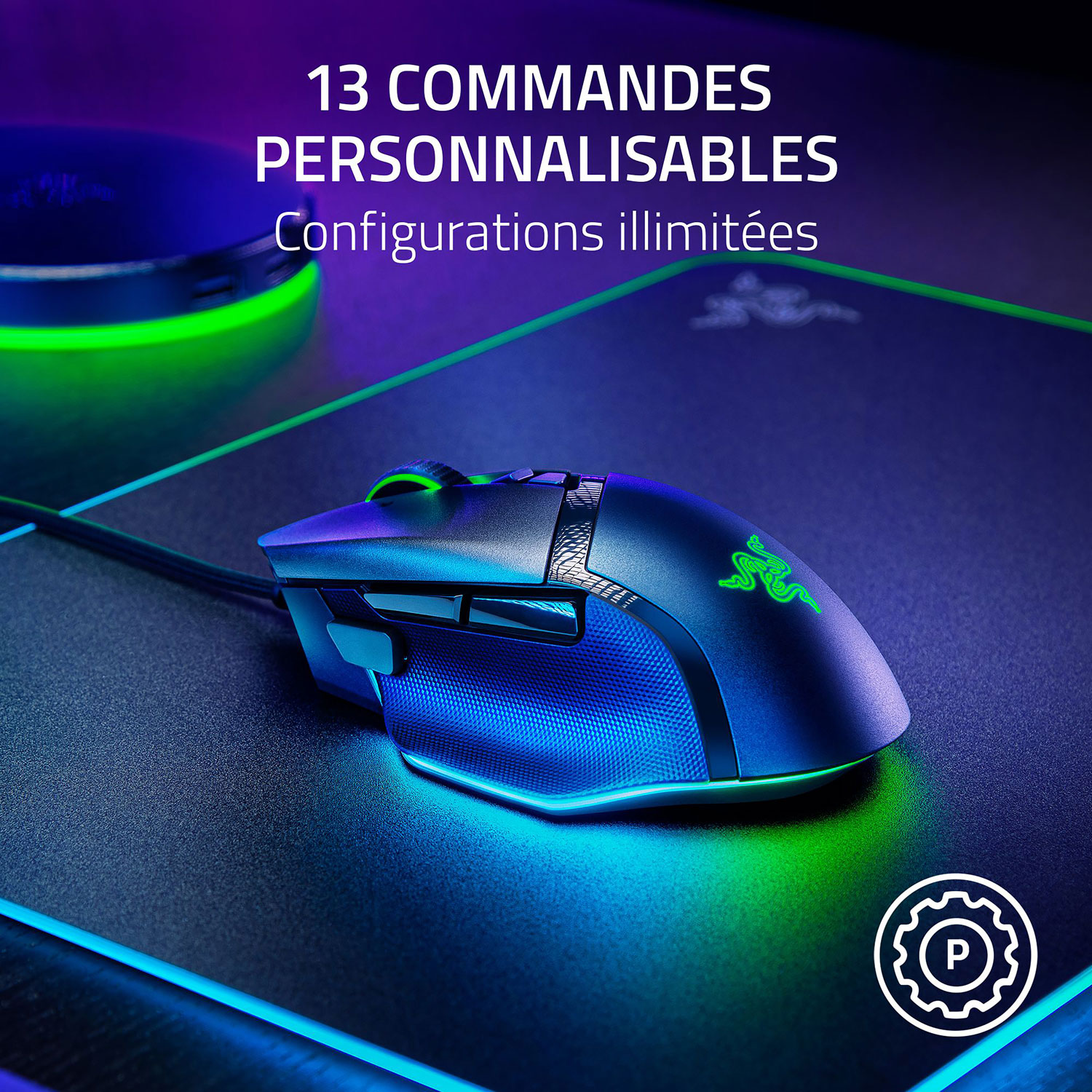 Souris de jeu optique de 35 000 ppp Basilisk V3 de Razer - Noir