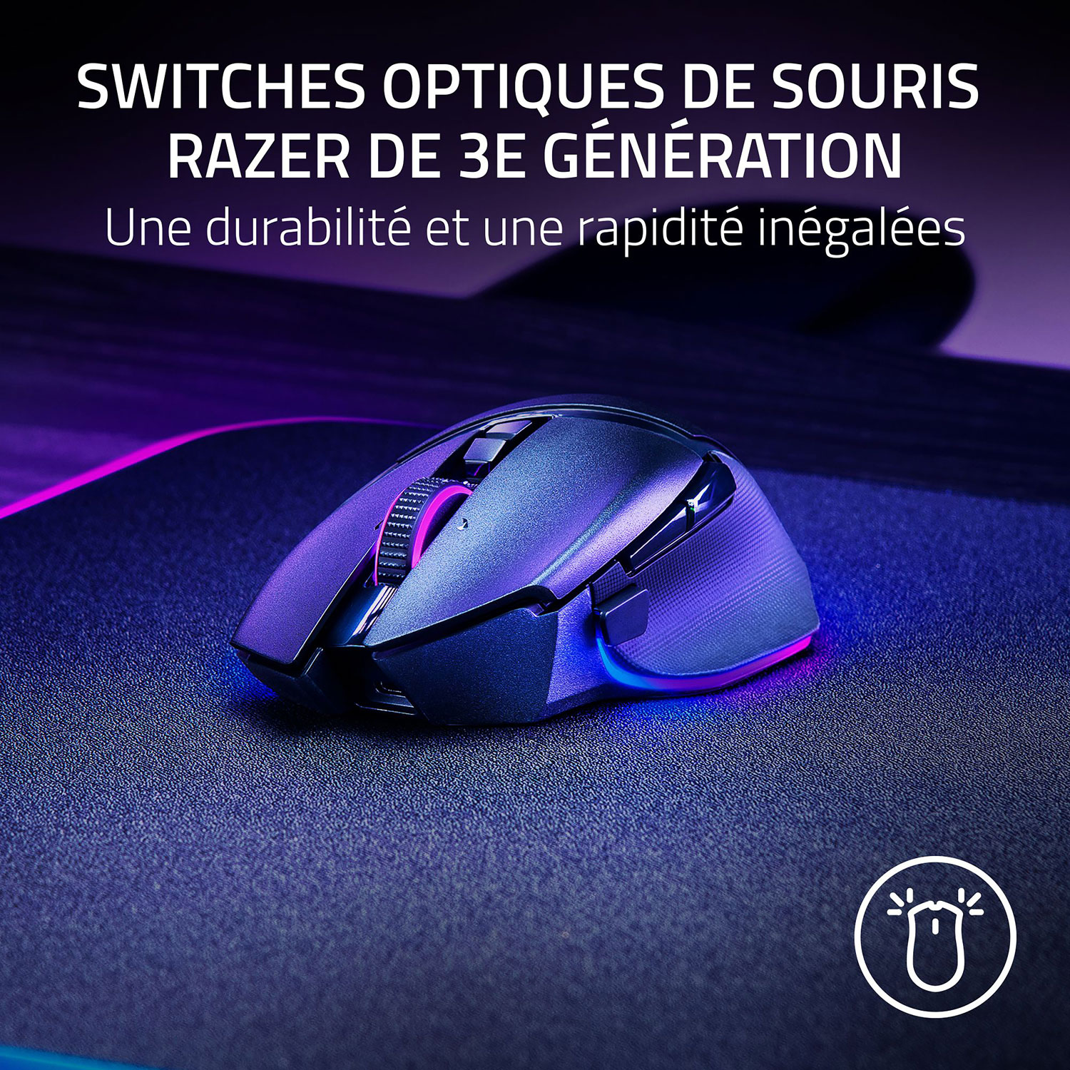 Souris de jeu sans fil de 35 000 ppp Basilisk V3 Pro de Razer - Noir