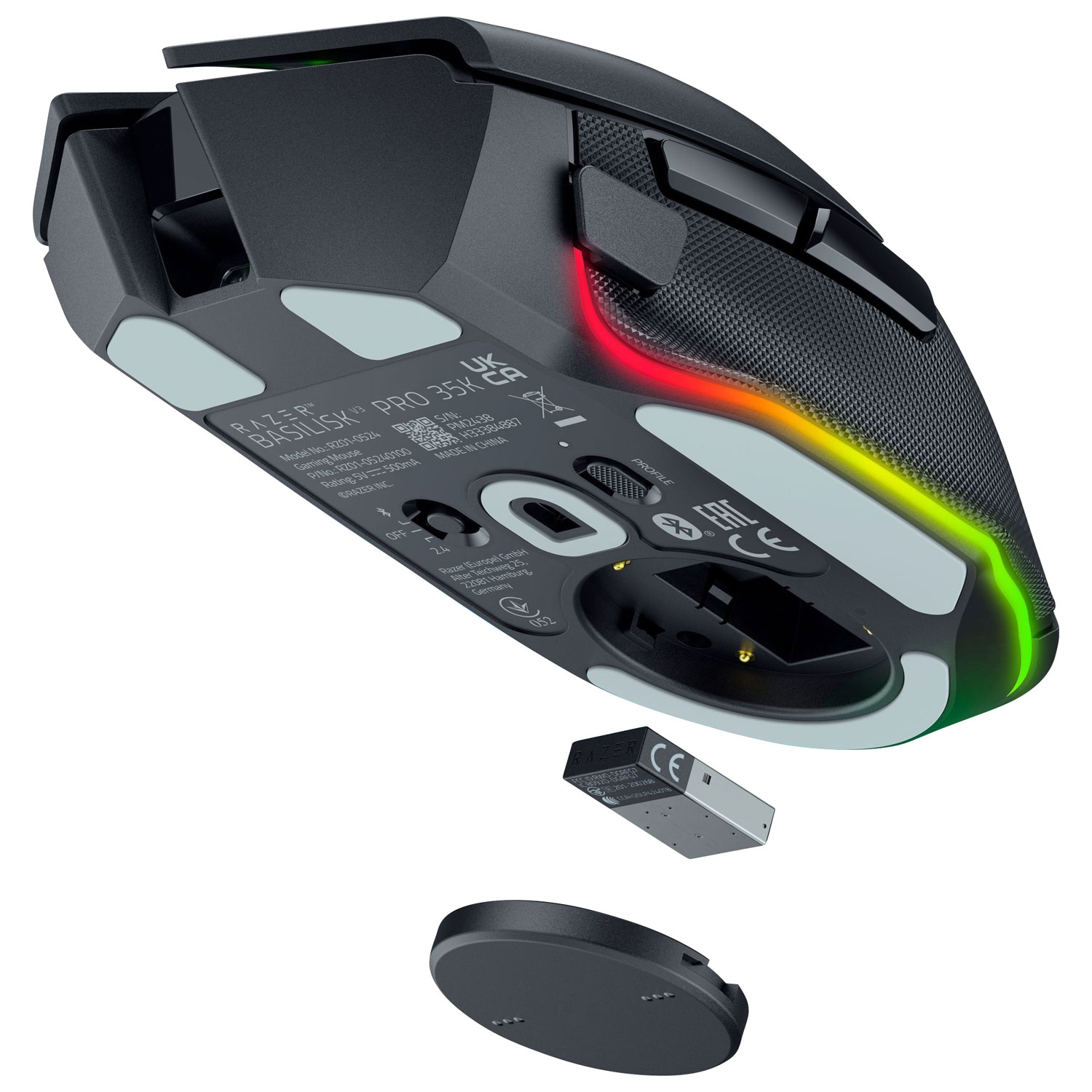 Souris de jeu sans fil de 35 000 ppp Basilisk V3 Pro de Razer - Noir