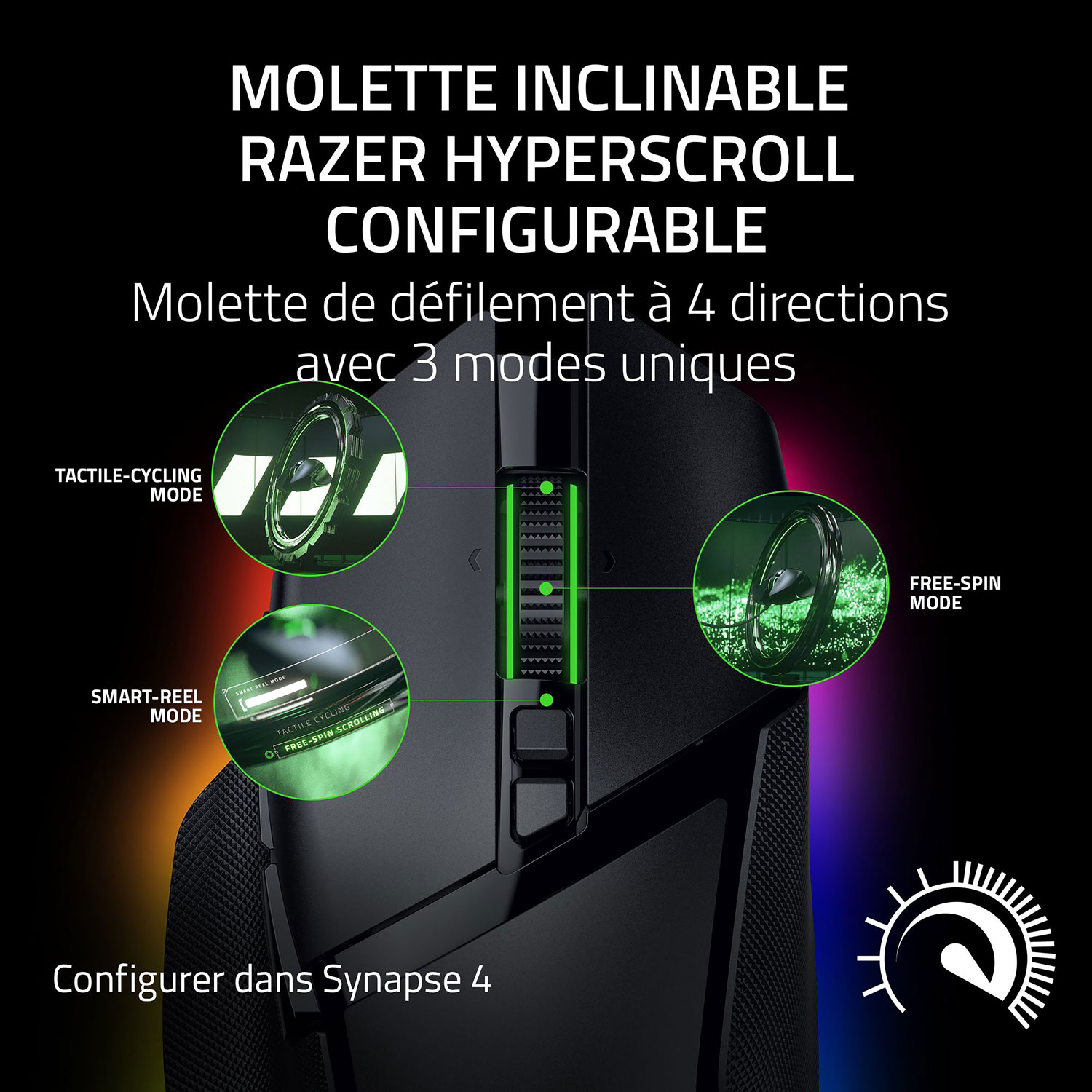 Souris de jeu sans fil de 35 000 ppp Basilisk V3 Pro de Razer - Noir