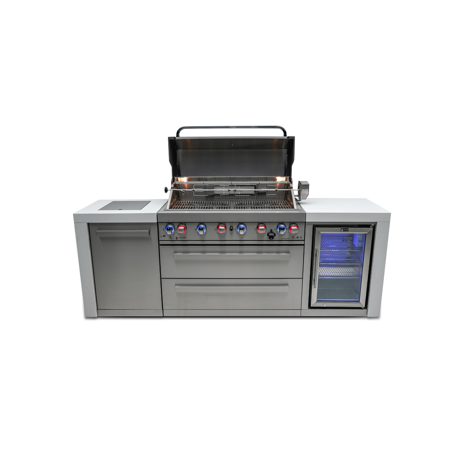 Îlot de luxe Mont Alpi 805 avec armoire réfrigérateur - Acier inoxydable de qualité marine