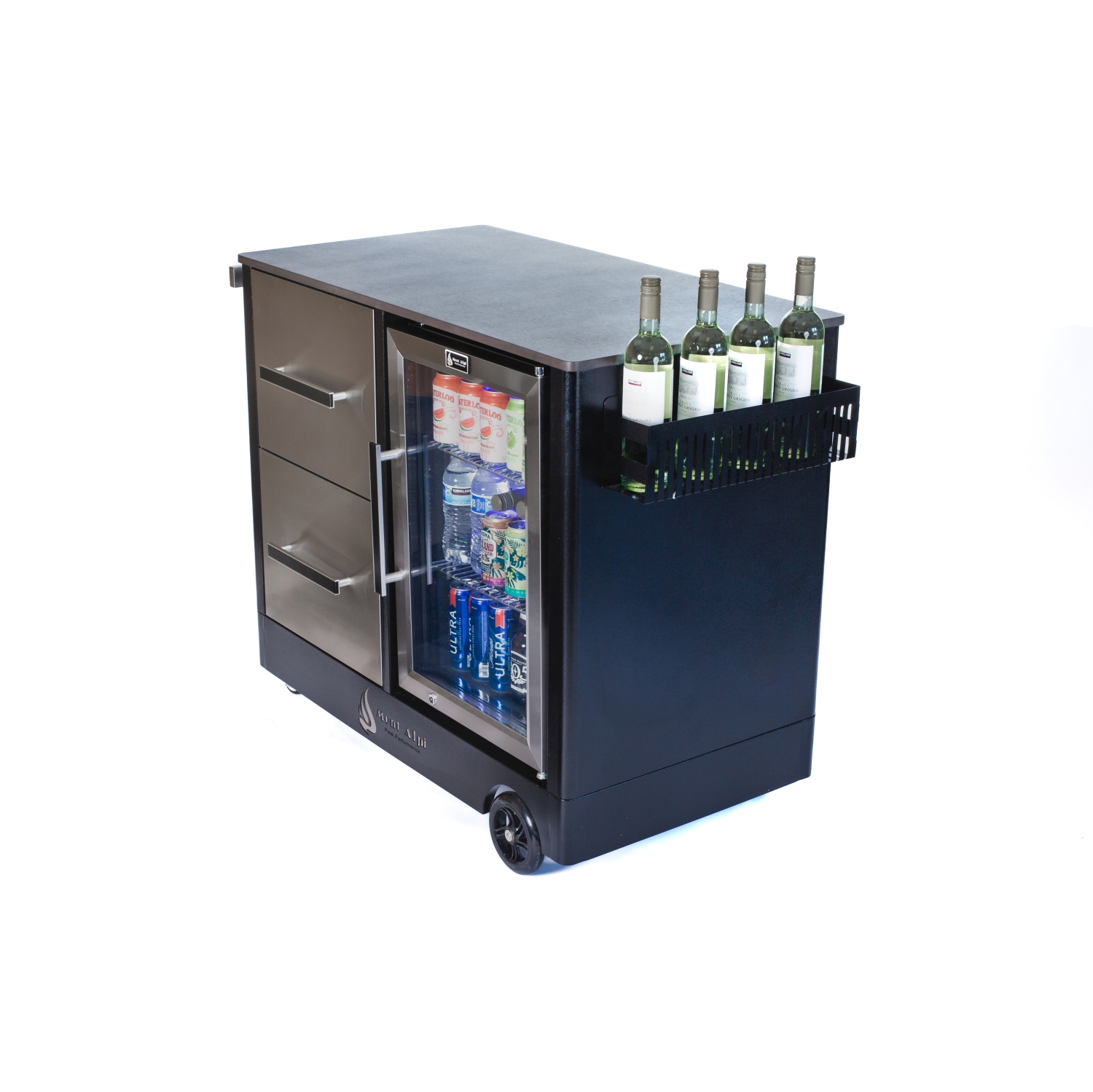 Grand chariot de bar/centre de préparation extérieur Mont Alpi - Acier inoxydable