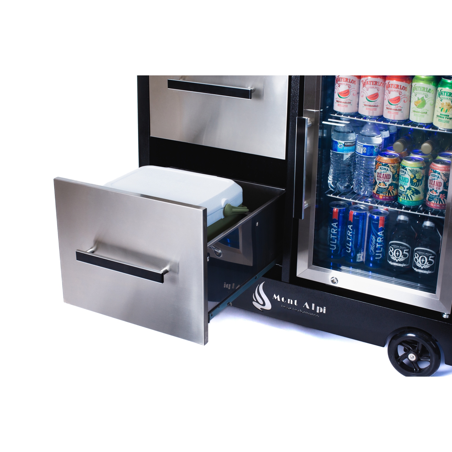 Grand chariot de bar/centre de préparation extérieur Mont Alpi - Acier inoxydable