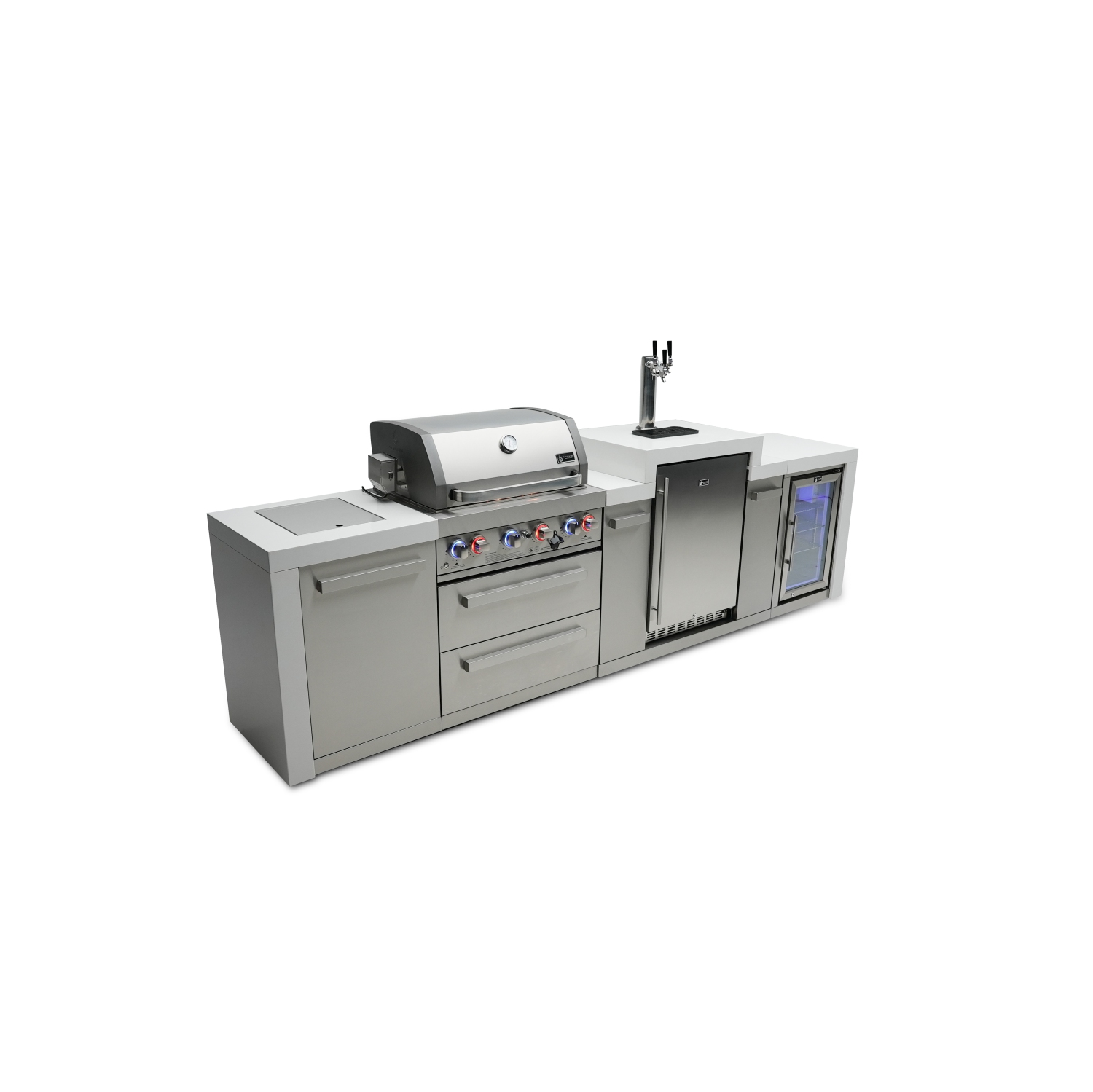 Îlot de luxe Mont Alpi 400 avec Kegerator et armoire réfrigérateur - Acier inoxydable de qualité marine