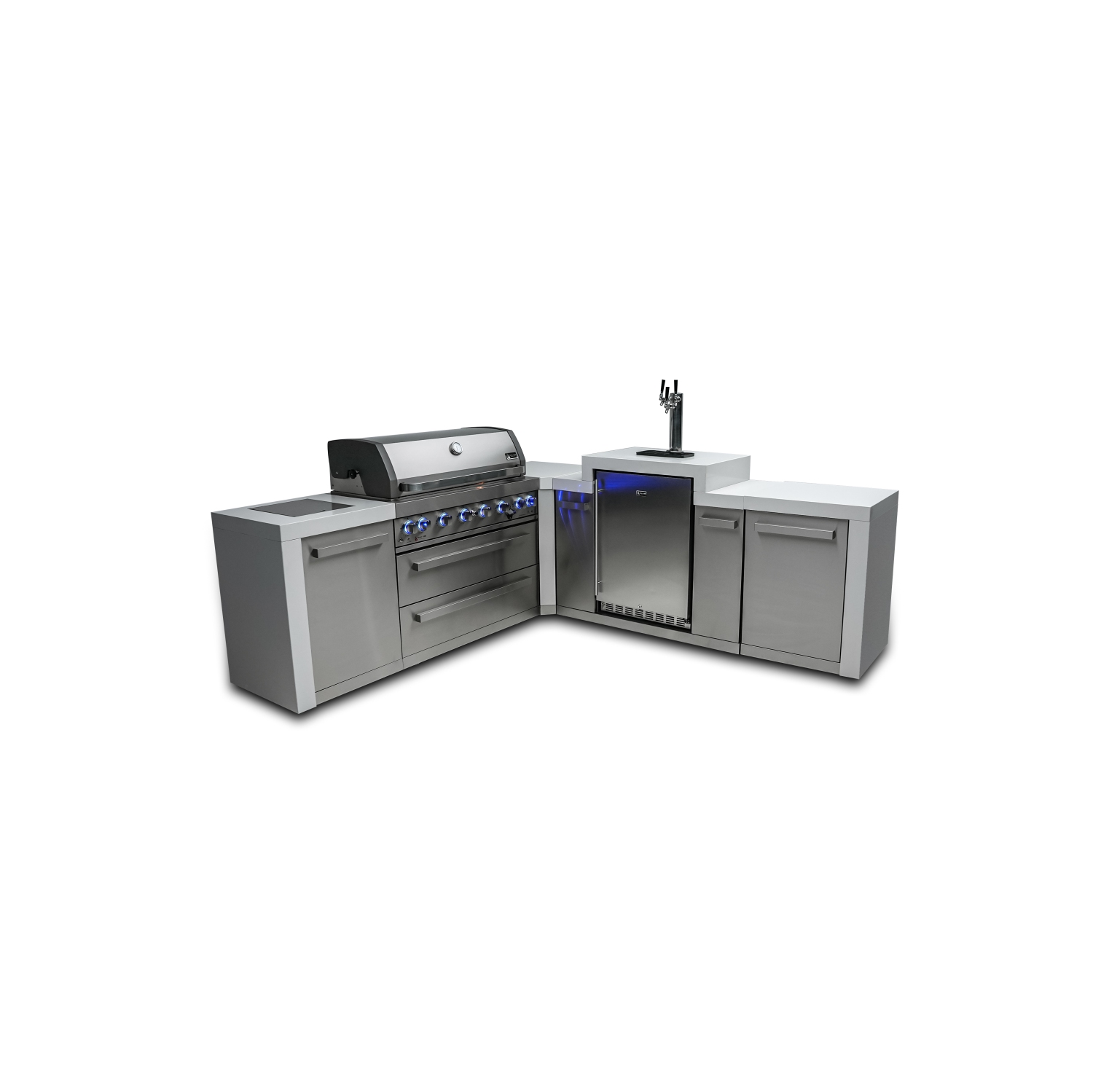 Île de luxe Mont Alpi 805 avec coin à 90 degrés et Kegerator - Acier inoxydable de qualité marine