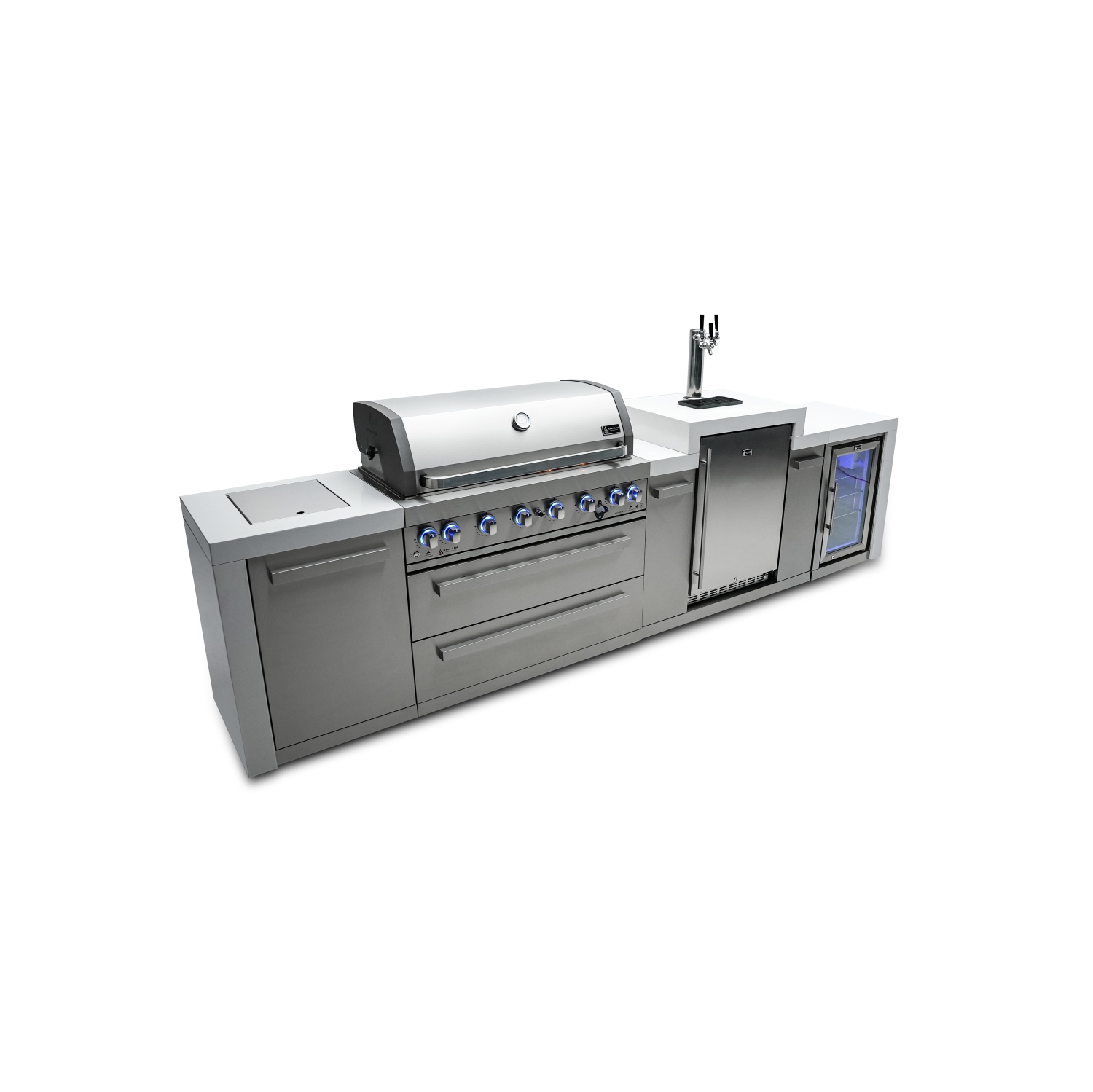 Îlot de luxe Mont Alpi 805 avec Kegerator et armoire réfrigérateur - Acier inoxydable de qualité marine