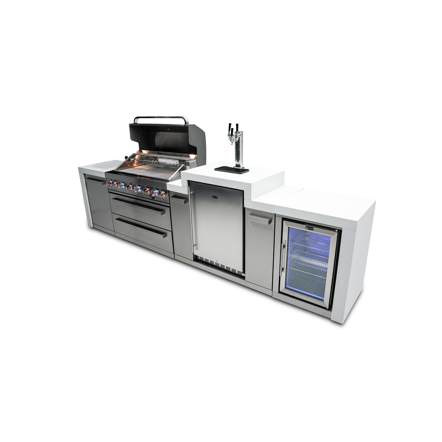 Îlot de luxe Mont Alpi 805 avec Kegerator et armoire réfrigérateur - Acier inoxydable de qualité marine