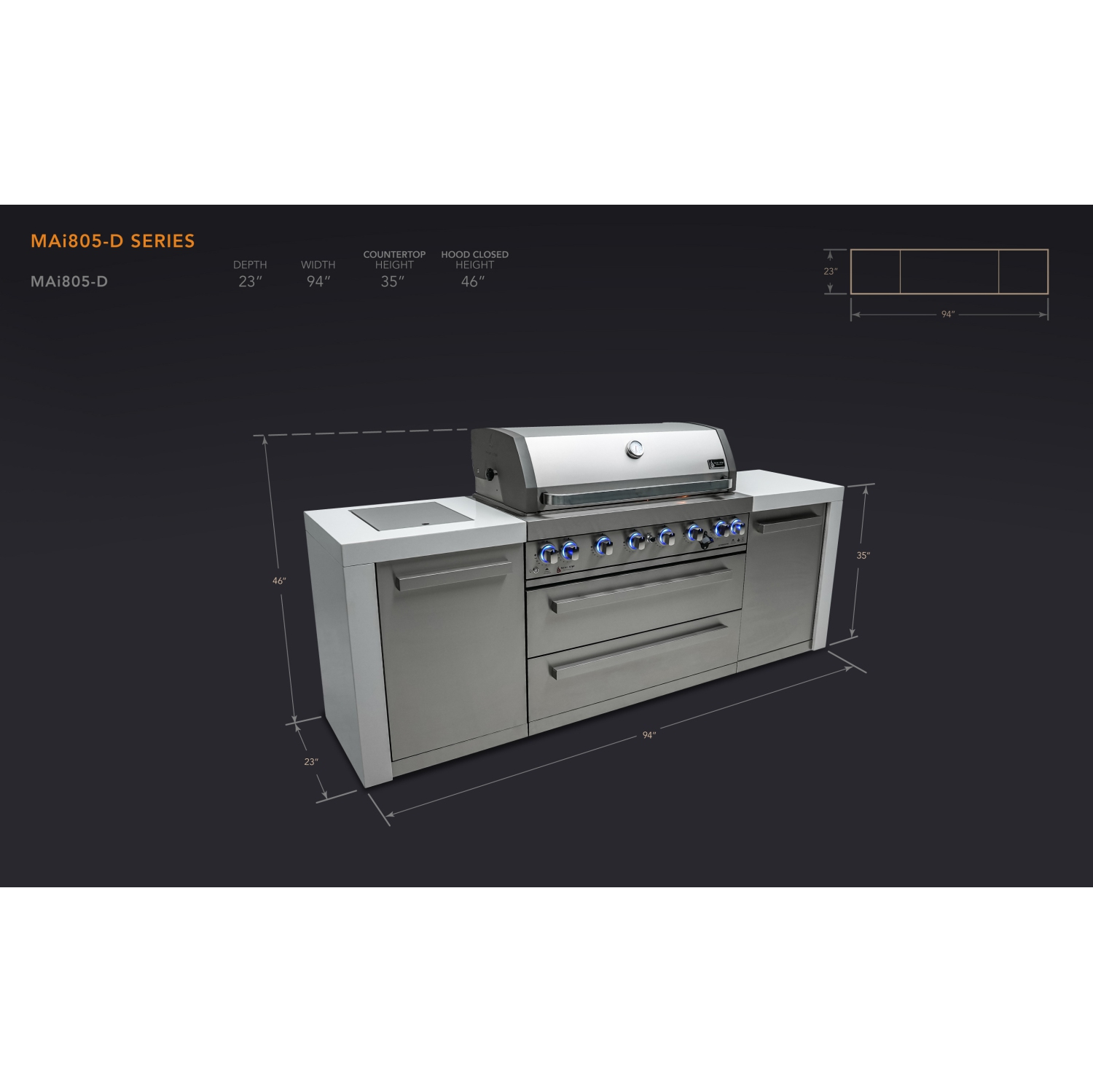 Îlot de luxe Mont Alpi 805 - Acier inoxydable de qualité marine