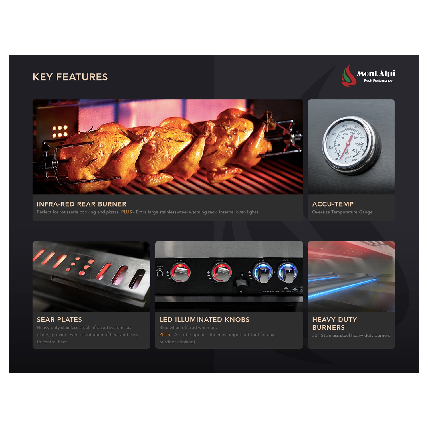 Îlot de luxe Mont Alpi 400 avec coin à 90 degrés et armoire réfrigérateur - Acier inoxydable de qualité marine