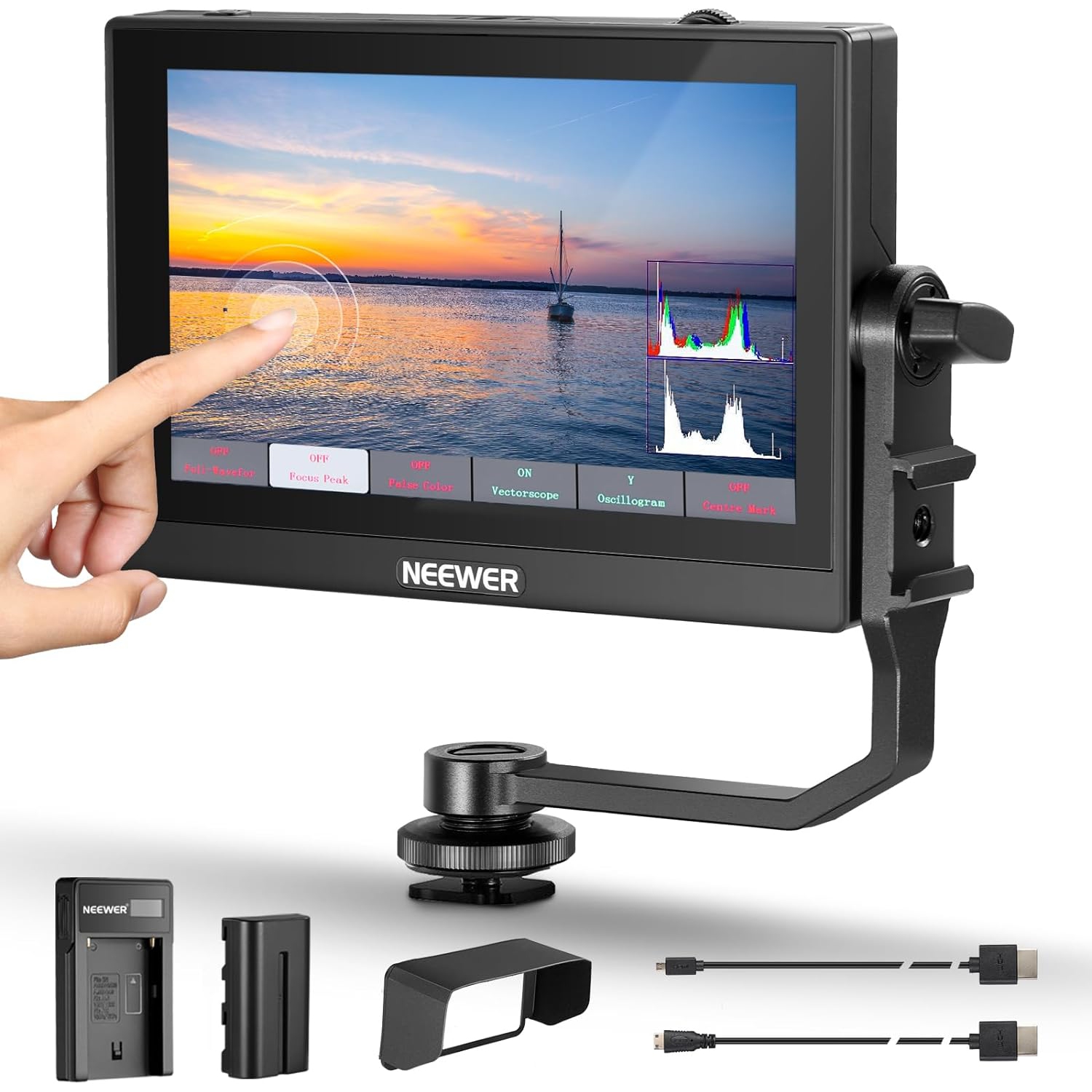 Open Box - NEEWER F500 5.5 Inch Camera Field Monitor, HDR Touch Screen with 3D LUT