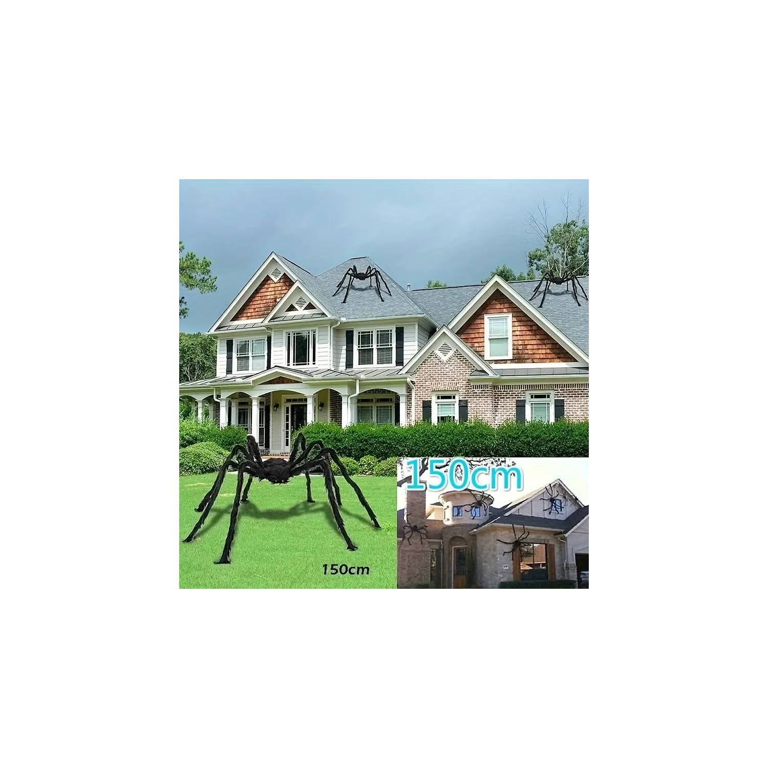 Giant 5ft Black Spider Halloween Decoration – Indoor/Outdoor Haunted House Decor, Durable Polyester