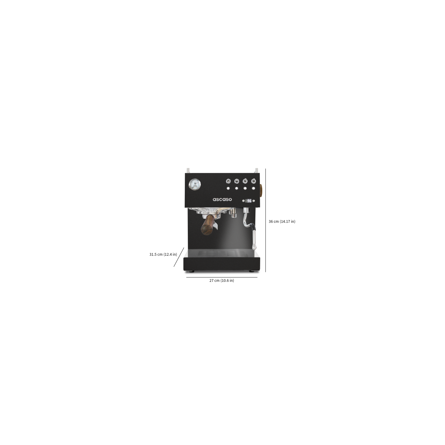 Ascaso Steel DUO PID Versatile Dual Thermoblock Home Espresso Machine with Manual Frother 120V, 15-AMP - Black