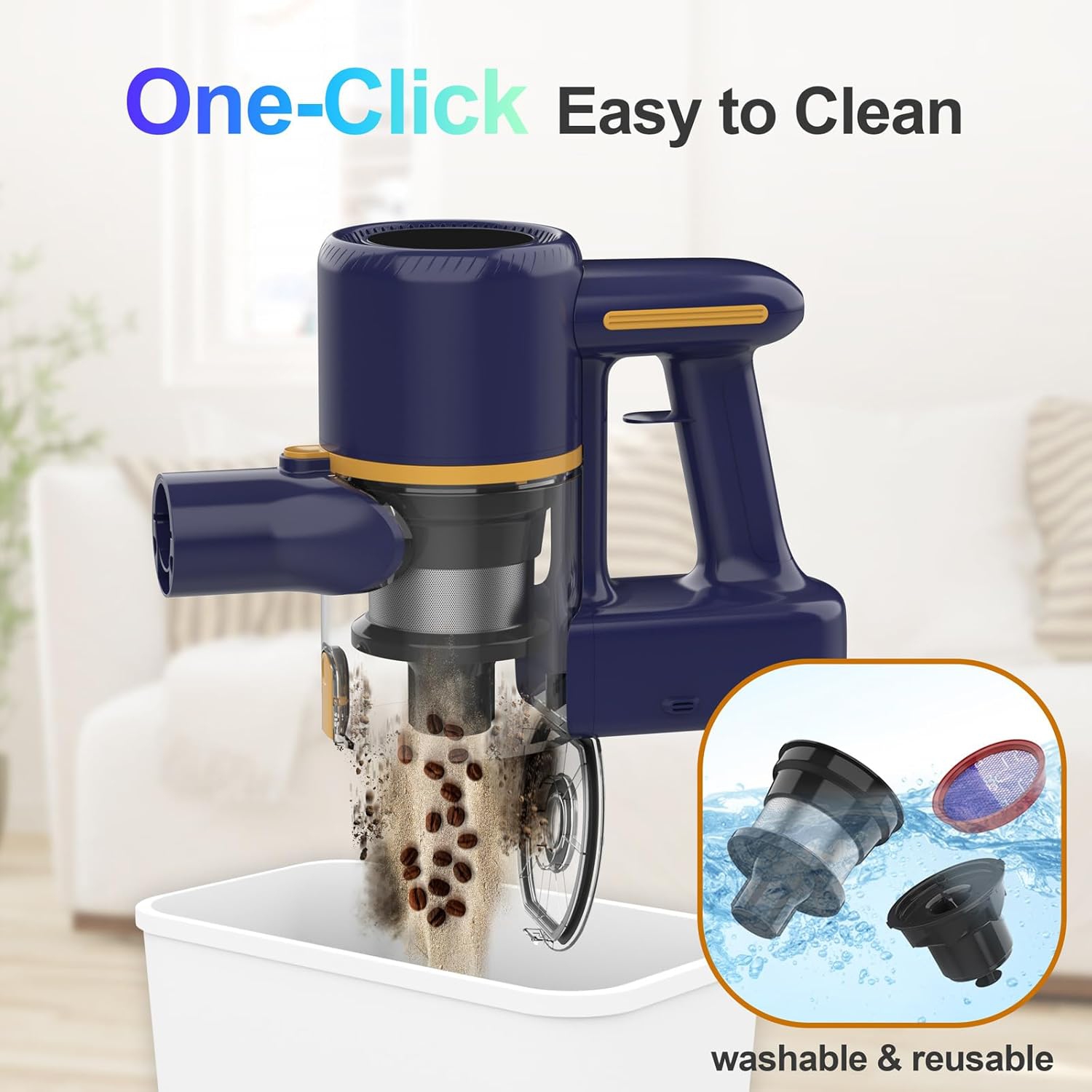 Aspirateur sans fil N7S, aspirateur sans fil 45Kpa avec puissante brosse motorisée LED, aspirateur-balai léger rechargeable sans fil 210&nbsp;W pour