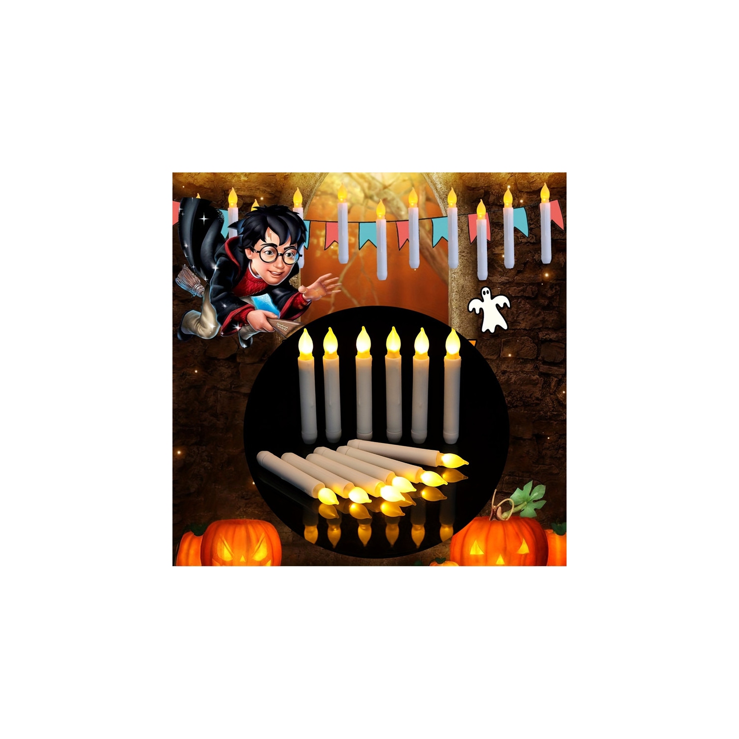 Lumières simulées à DEL, bougies électroniques sans flamme télécommandées, bougies fuselées