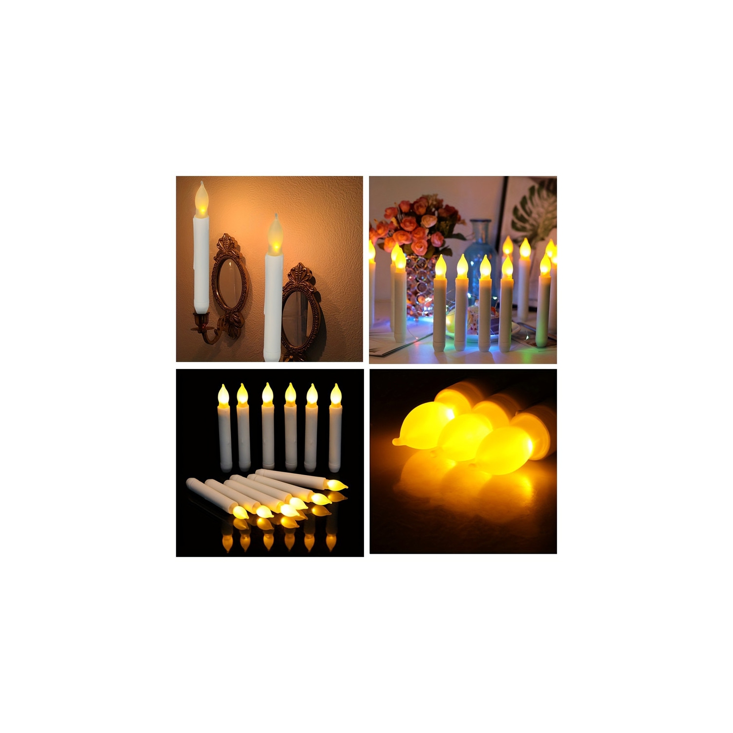 Lumières simulées à DEL, bougies électroniques sans flamme télécommandées, bougies fuselées