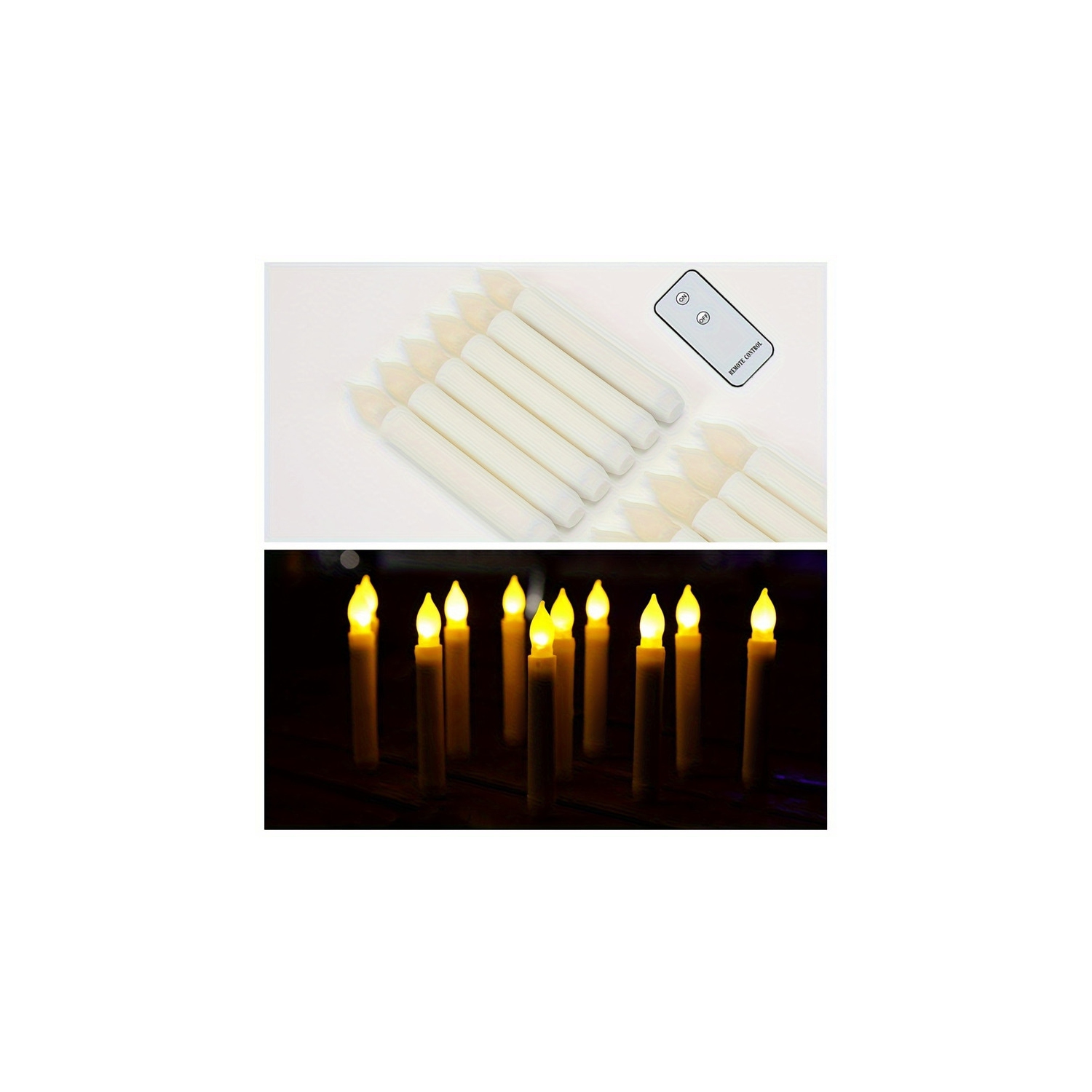 Lumières simulées à DEL, bougies électroniques sans flamme télécommandées, bougies fuselées