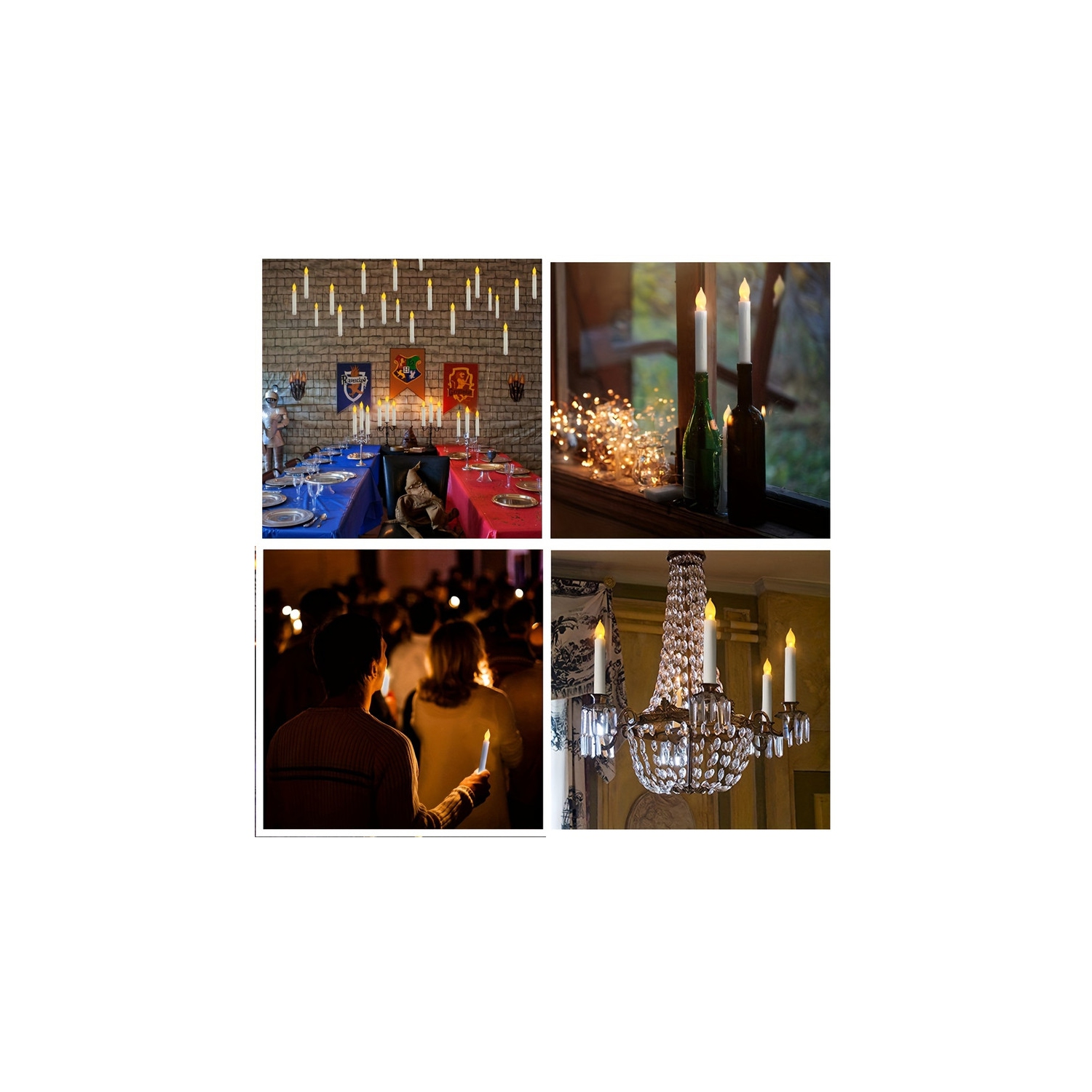 Lumières simulées à DEL, bougies électroniques sans flamme télécommandées, bougies fuselées