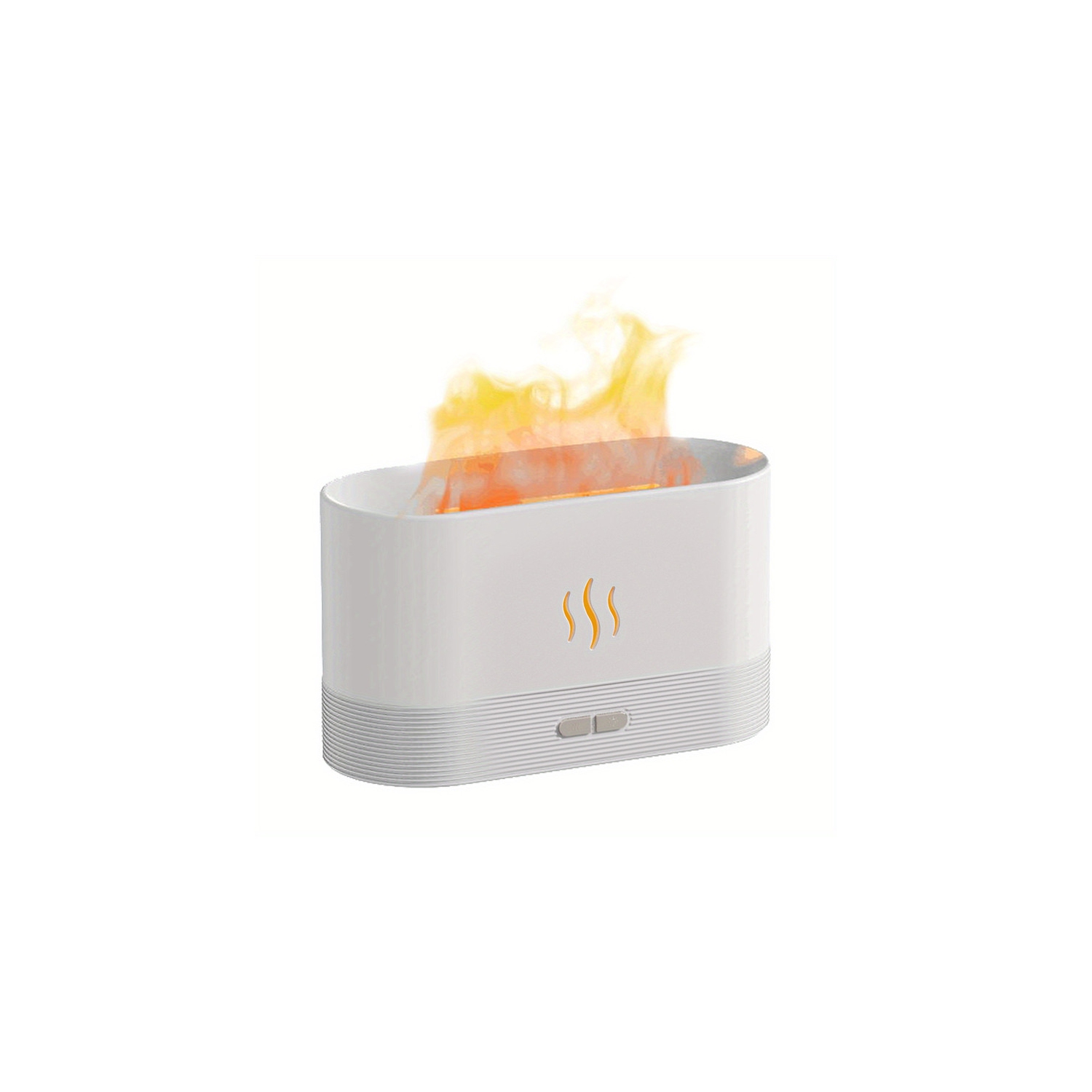 Simulated flame atomizing humidifier (white), 2-level brightness night light, silent desktop USB humidifier
