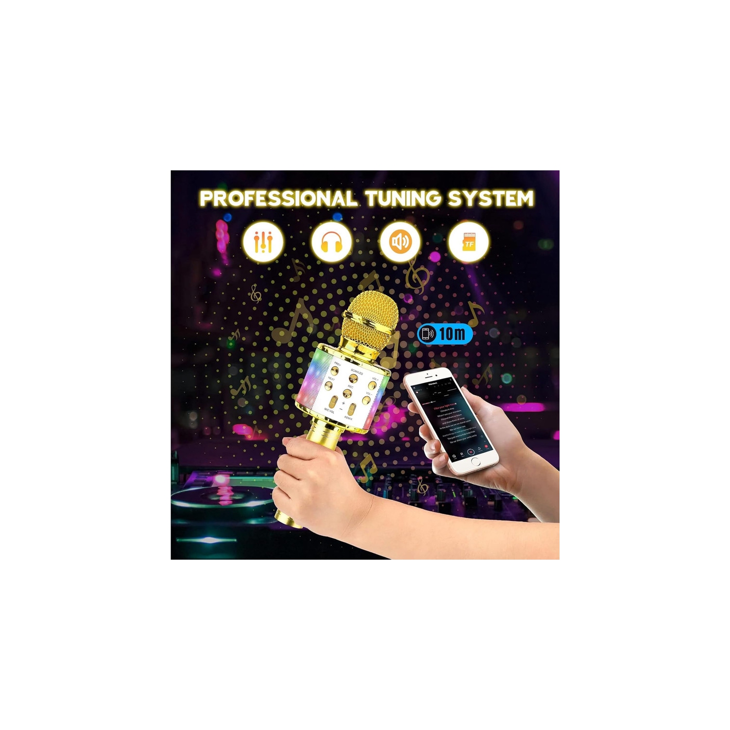 4 in 1 Handheld Karaoke Microphone, Portable Karaoke System with Speaker, Karaoke Machine Home KTV Player with Record Function for Android & iOS