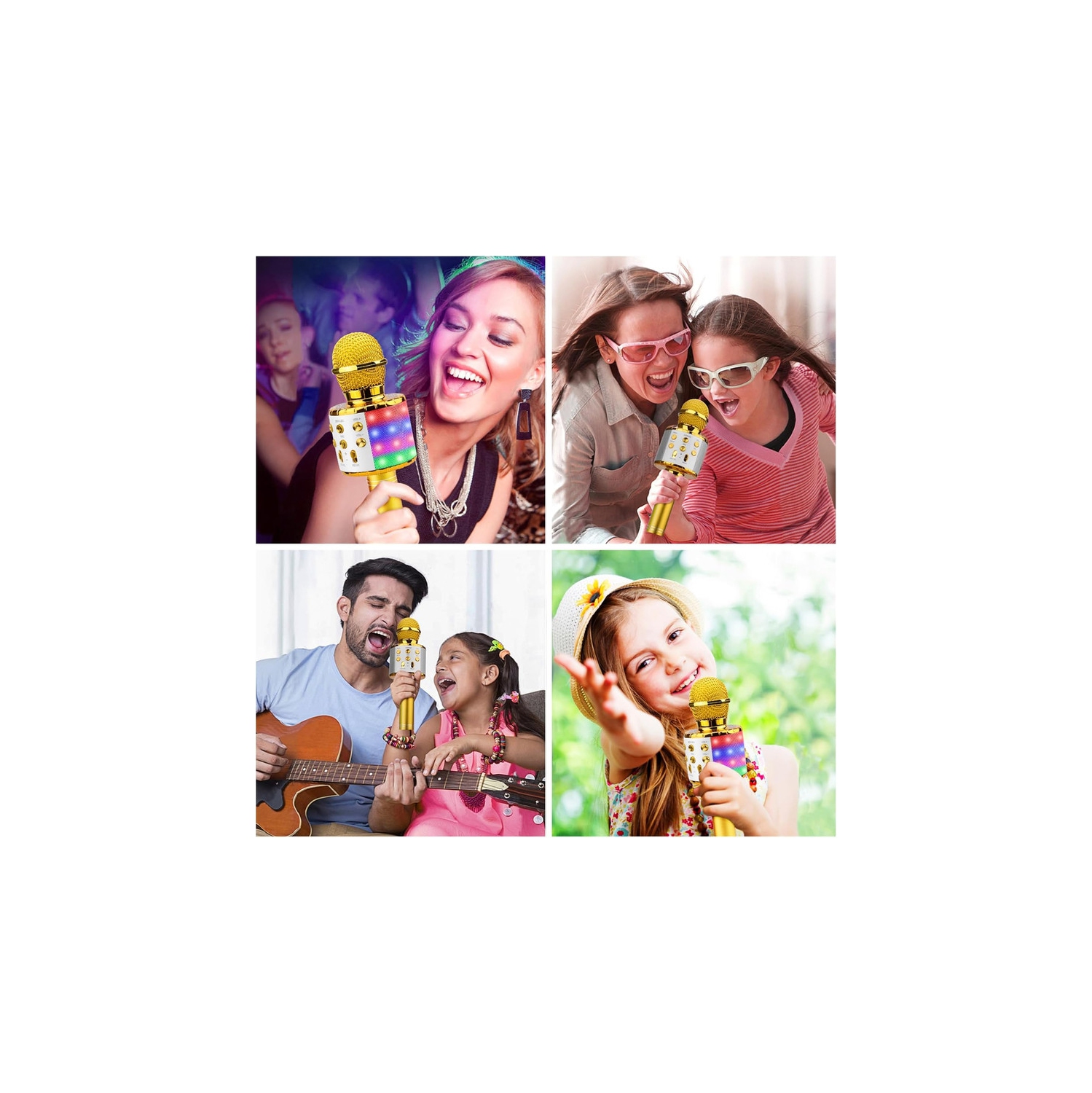 4 in 1 Handheld Karaoke Microphone, Portable Karaoke System with Speaker, Karaoke Machine Home KTV Player with Record Function for Android & iOS