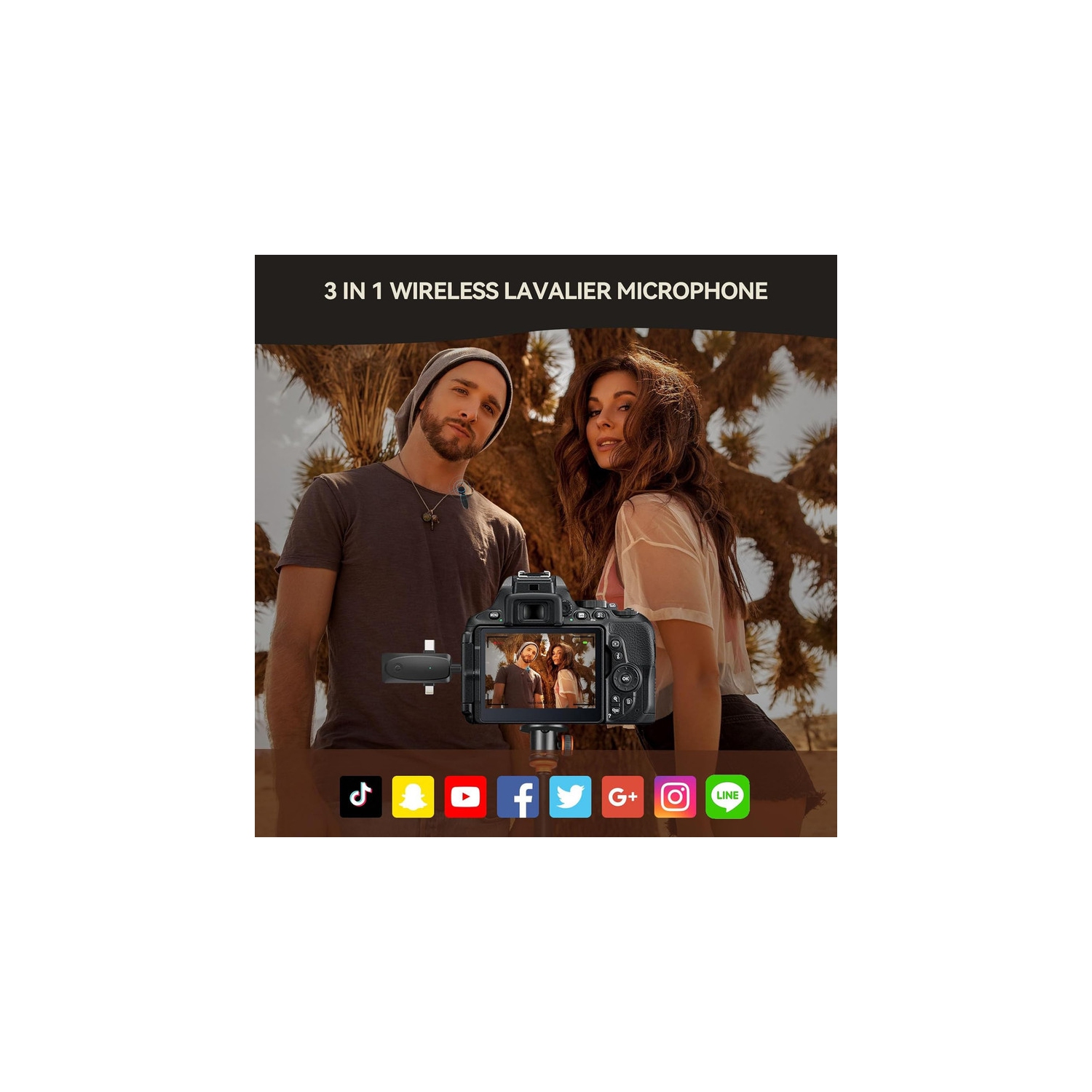 Wireless Lavalier Microphone,Mini Microphones for iPhone Android Camera,2.4G Ultra-Low Delay Lapel Mic-3 in 1 Microphone for Recording,YouTube,TikTok