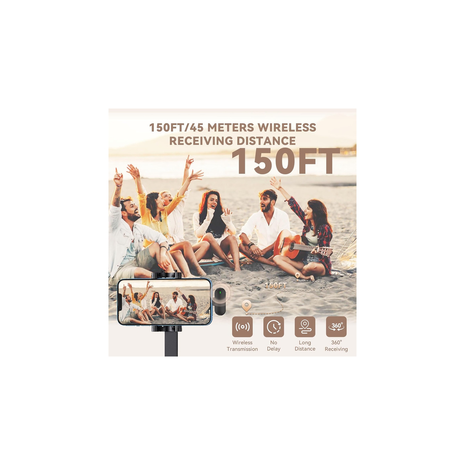 Micro-cravate sans fil, mini microphones pour appareil photo Android iPhone, micro-cravate à délai ultra-faible 2,4 GHz, microphone 3-en-1 pour