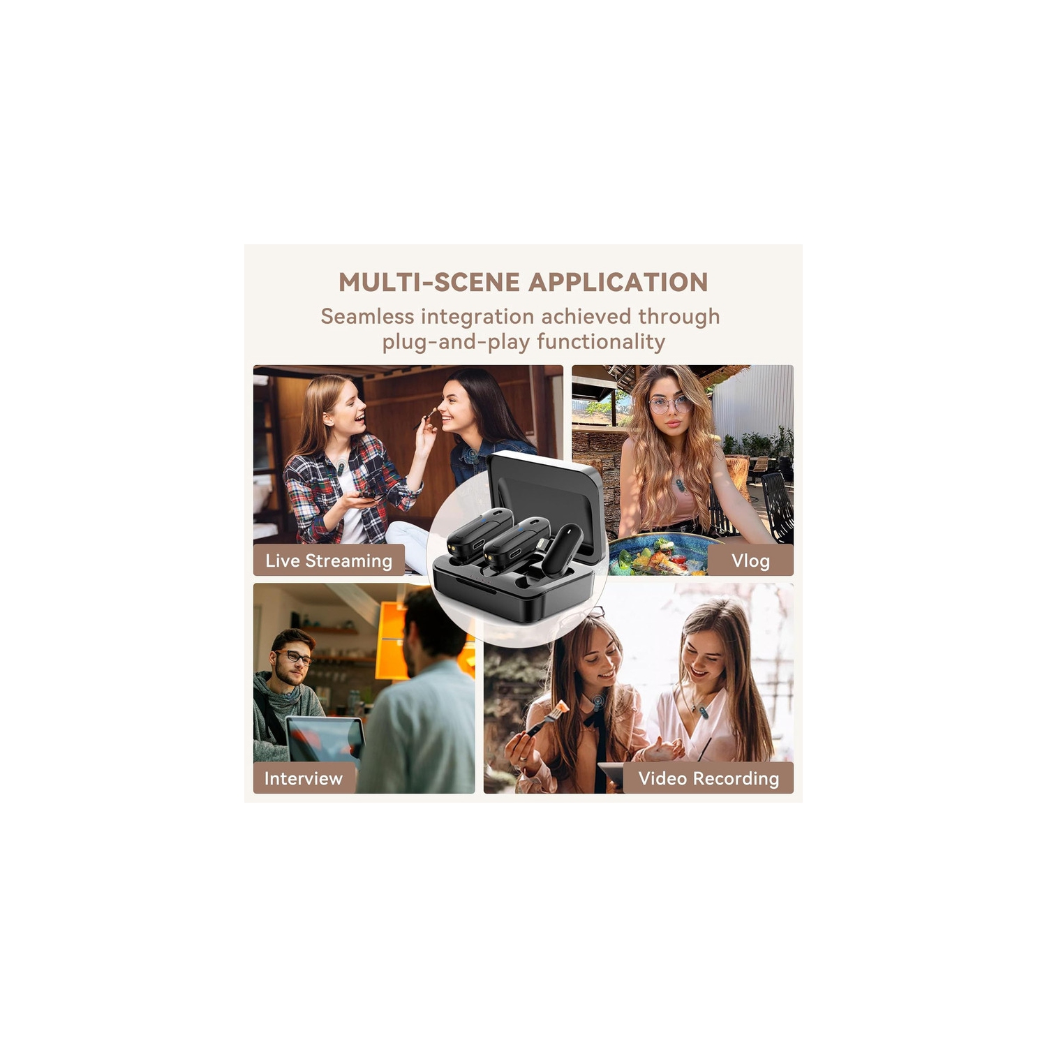 Micro-cravate sans fil, mini microphones pour appareil photo Android iPhone, micro-cravate à délai ultra-faible 2,4 GHz, microphone 3-en-1 pour