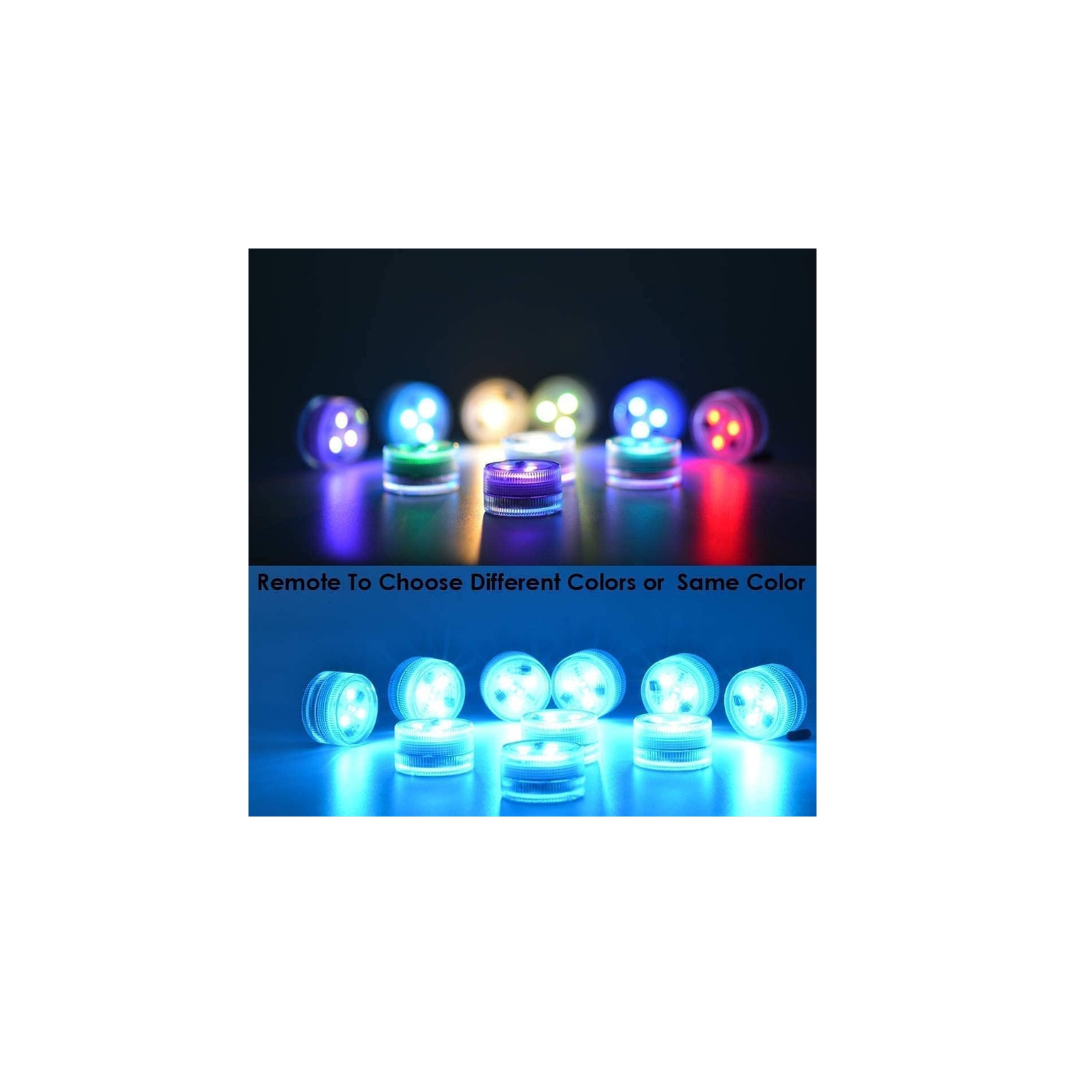 Mini Submersible LED Lights with Remote Control Tea Lights Small Underwater Lights Battery Powered Flameless LED Accent Light for Party Event Vase