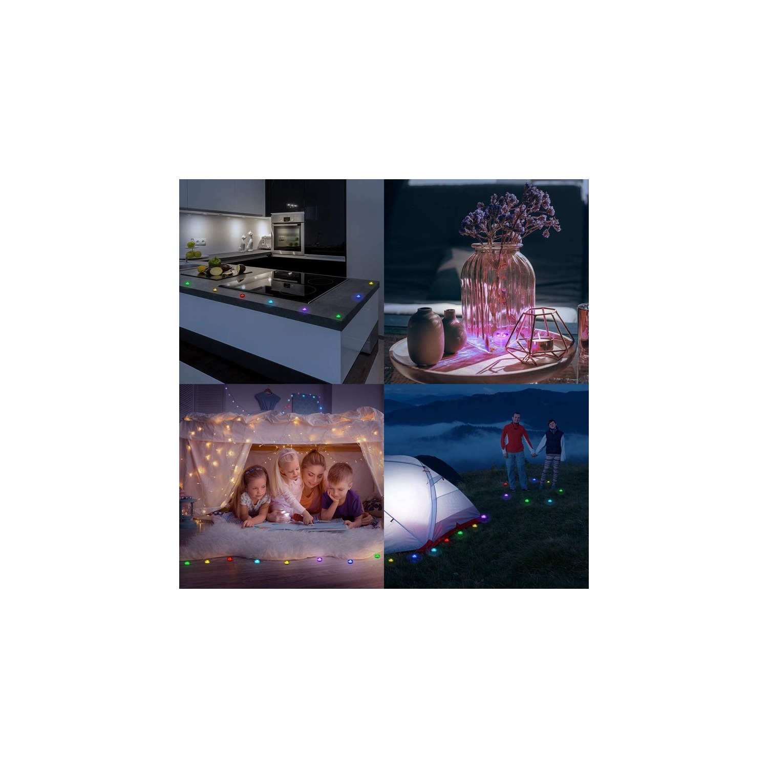 Mini Submersible LED Lights with Remote Control Tea Lights Small Underwater Lights Battery Powered Flameless LED Accent Light for Party Event Vase