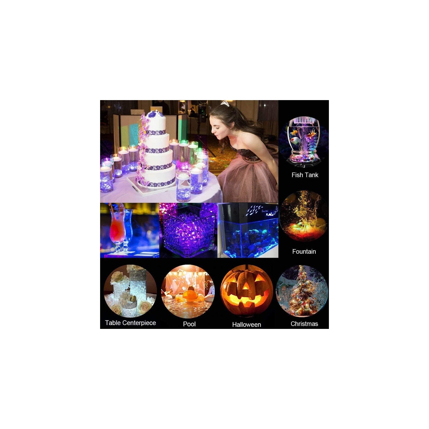 Mini Submersible LED Lights with Remote Control Tea Lights Small Underwater Lights Battery Powered Flameless LED Accent Light for Party Event Vase