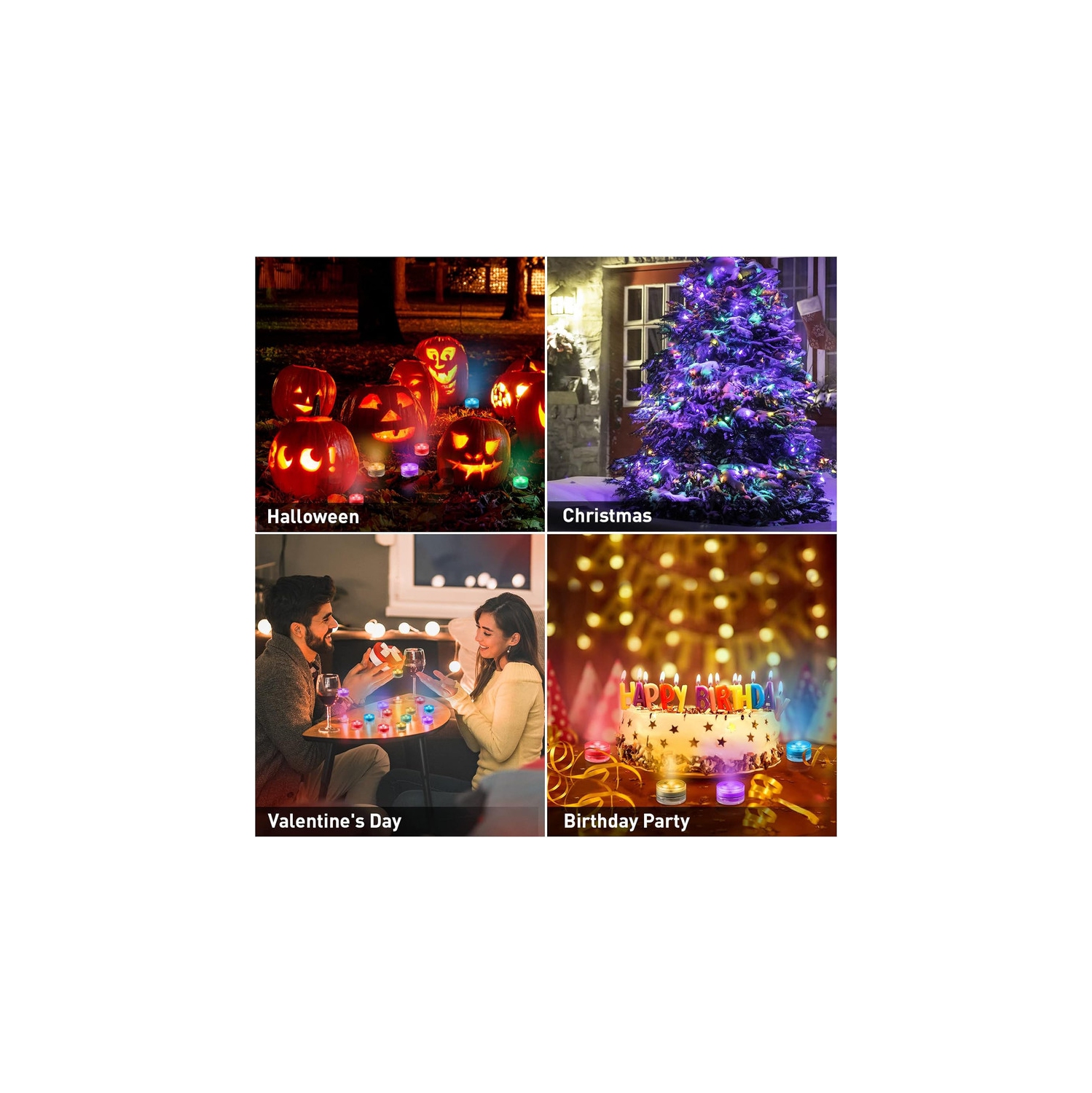 Mini Submersible LED Lights with Remote Control Tea Lights Small Underwater Lights Battery Powered Flameless LED Accent Light for Party Event Vase