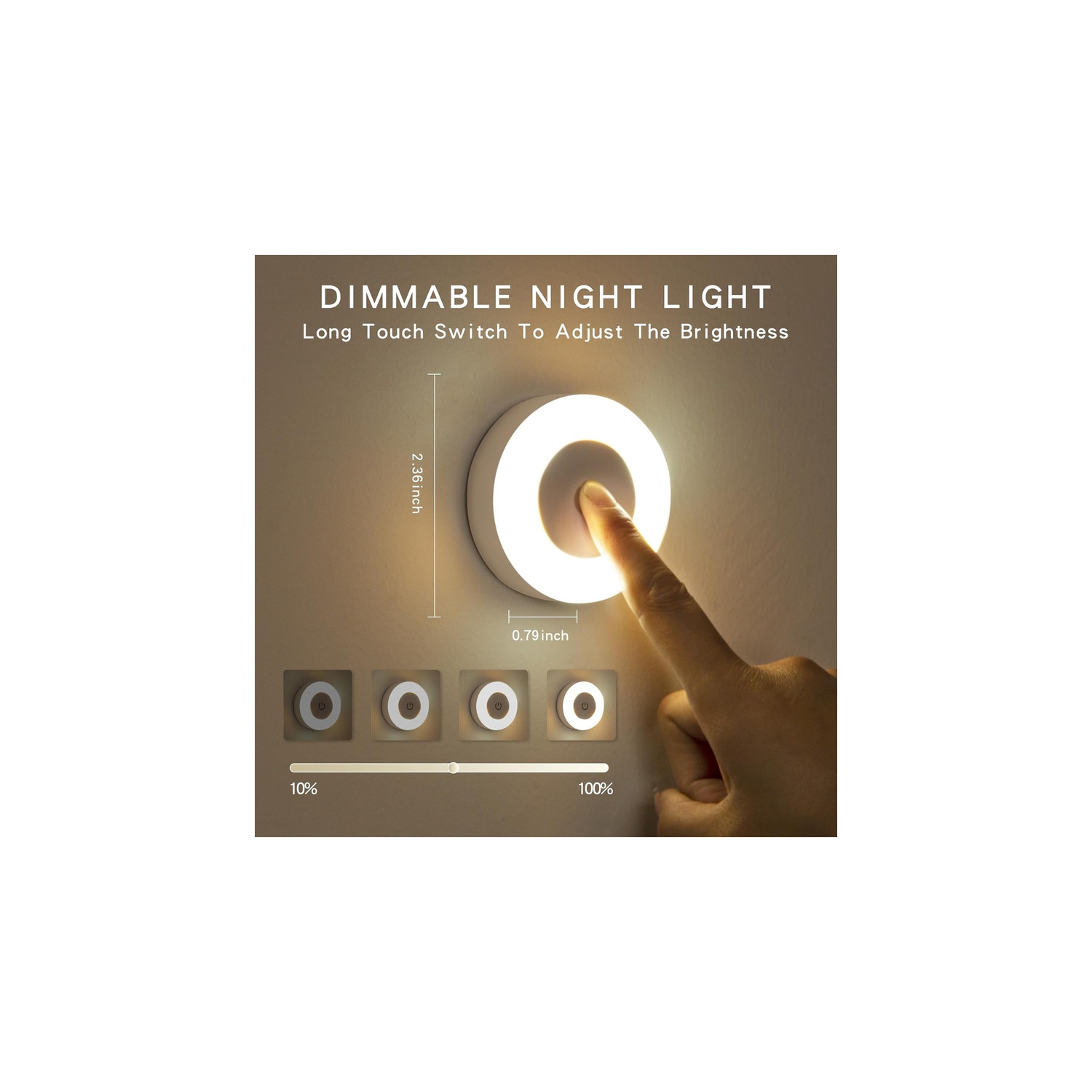 Paquet de 2 : lumières à DEL de nuit brillantes, rondelles de 3 couleurs à intensité réglable, lampe de dérivation rechargeable à piles, lampes