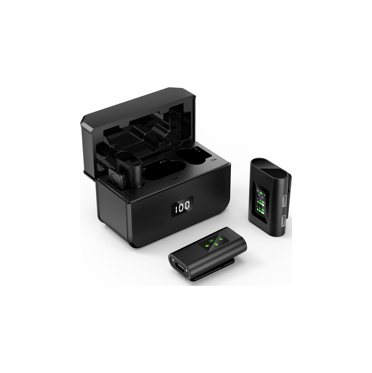 Micro-cravate sans fil 8&nbsp;h 656&nbsp;pi avec réduction du bruit, microphone sans fil compatible PC/iPhone/Android